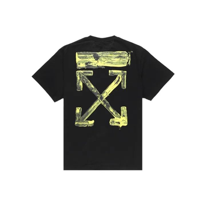 Off-White Yellow Painted Arrow Short Sleeve T-Shirt 0079