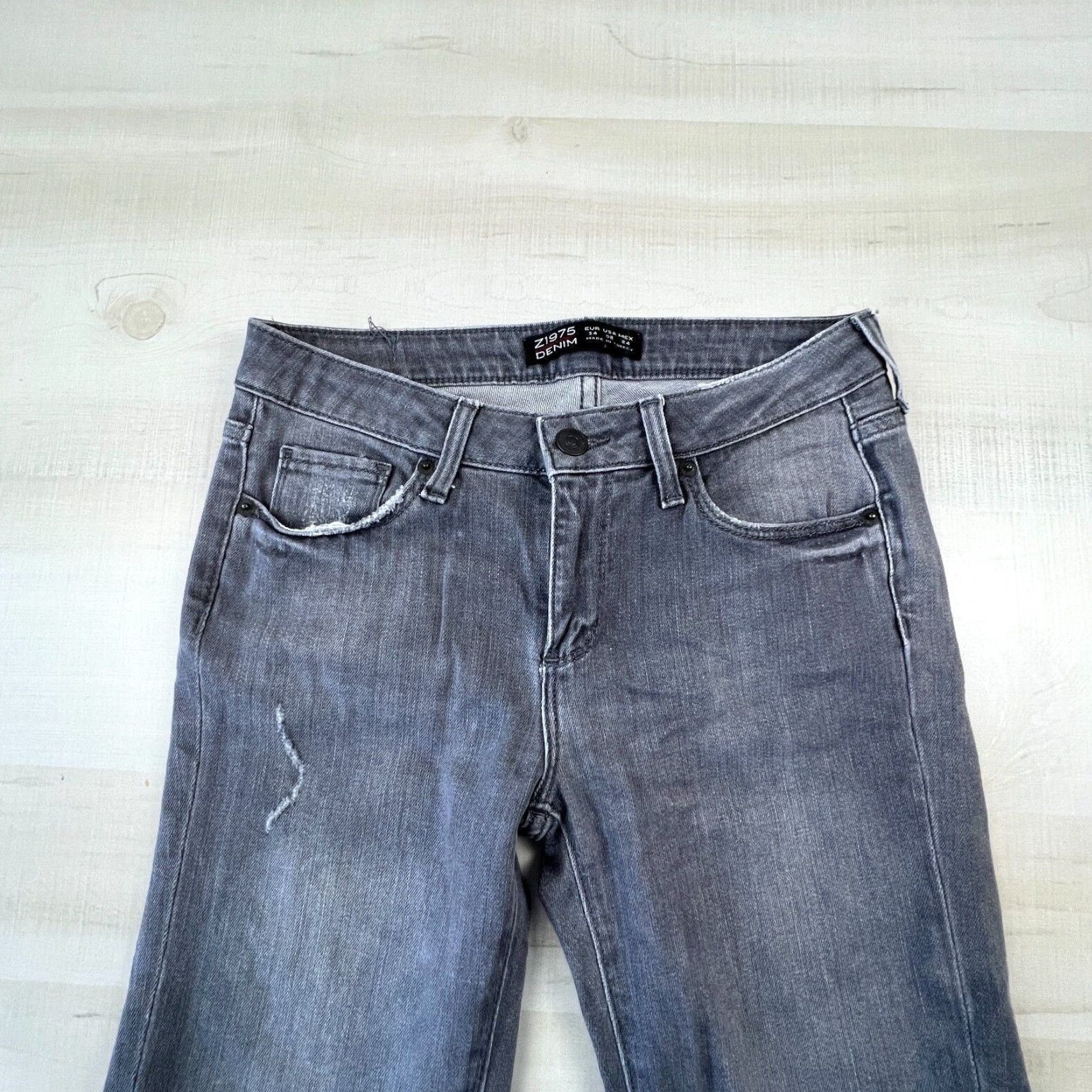 Zara Zara Womens Skinny Jeans 2 Gray Distressed Low Rise Stretch Size 26" / US 2 / IT 38 - 2 Thumbnail