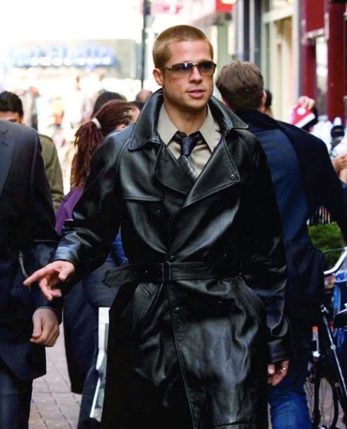 70-80s Vintage BAMF Style Brown Leather Belted Trench Coat