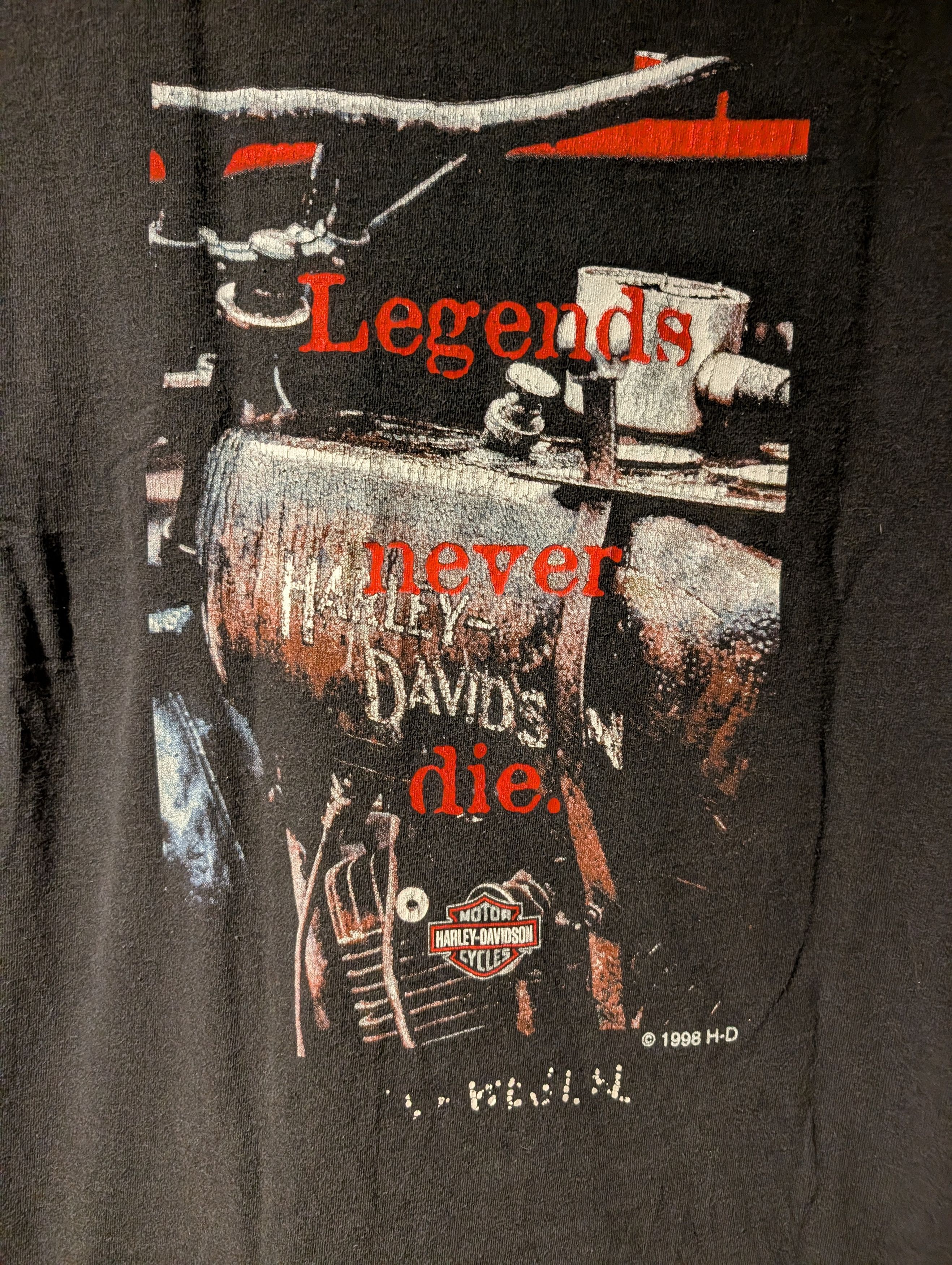 Harley Davidson Vintage 1998 Harley Davidson Legends Never Die T Shirt USA Size US L / EU 52-54 / 3 - 2 Thumbnail