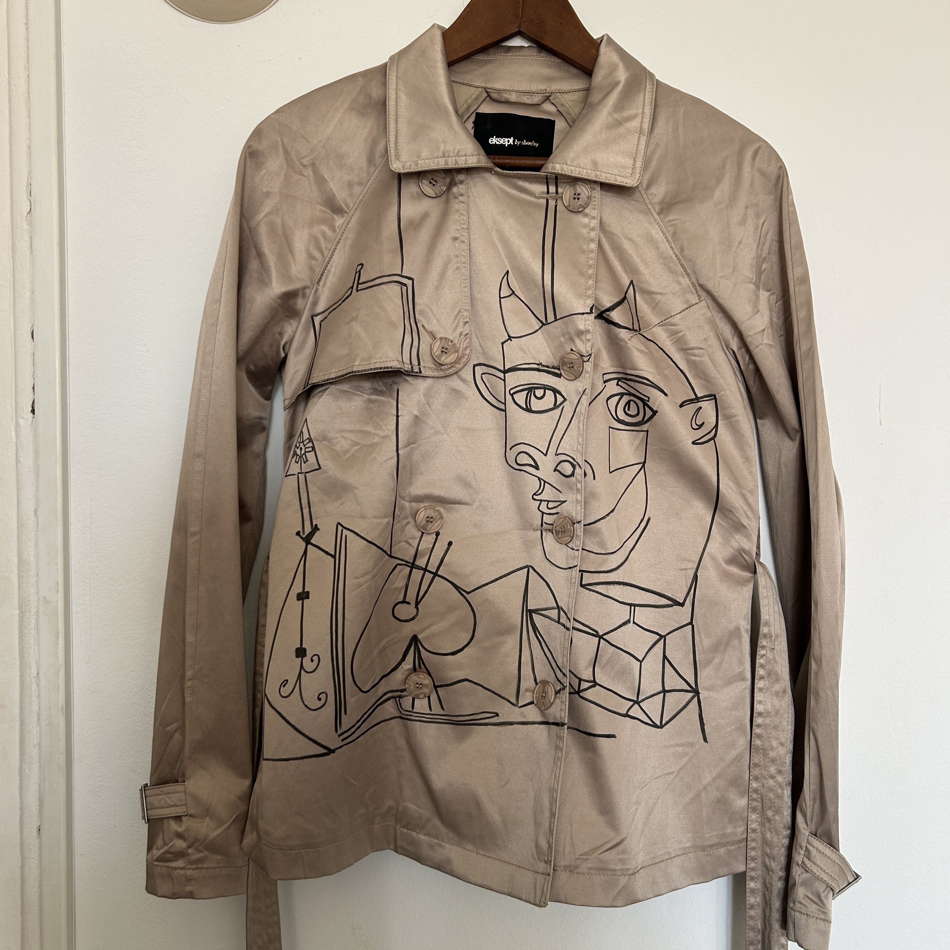 Other Hand Painted Picasso's Drawing Gold Satin Jacket Size S / US 4 / IT 40 - 10 Thumbnail