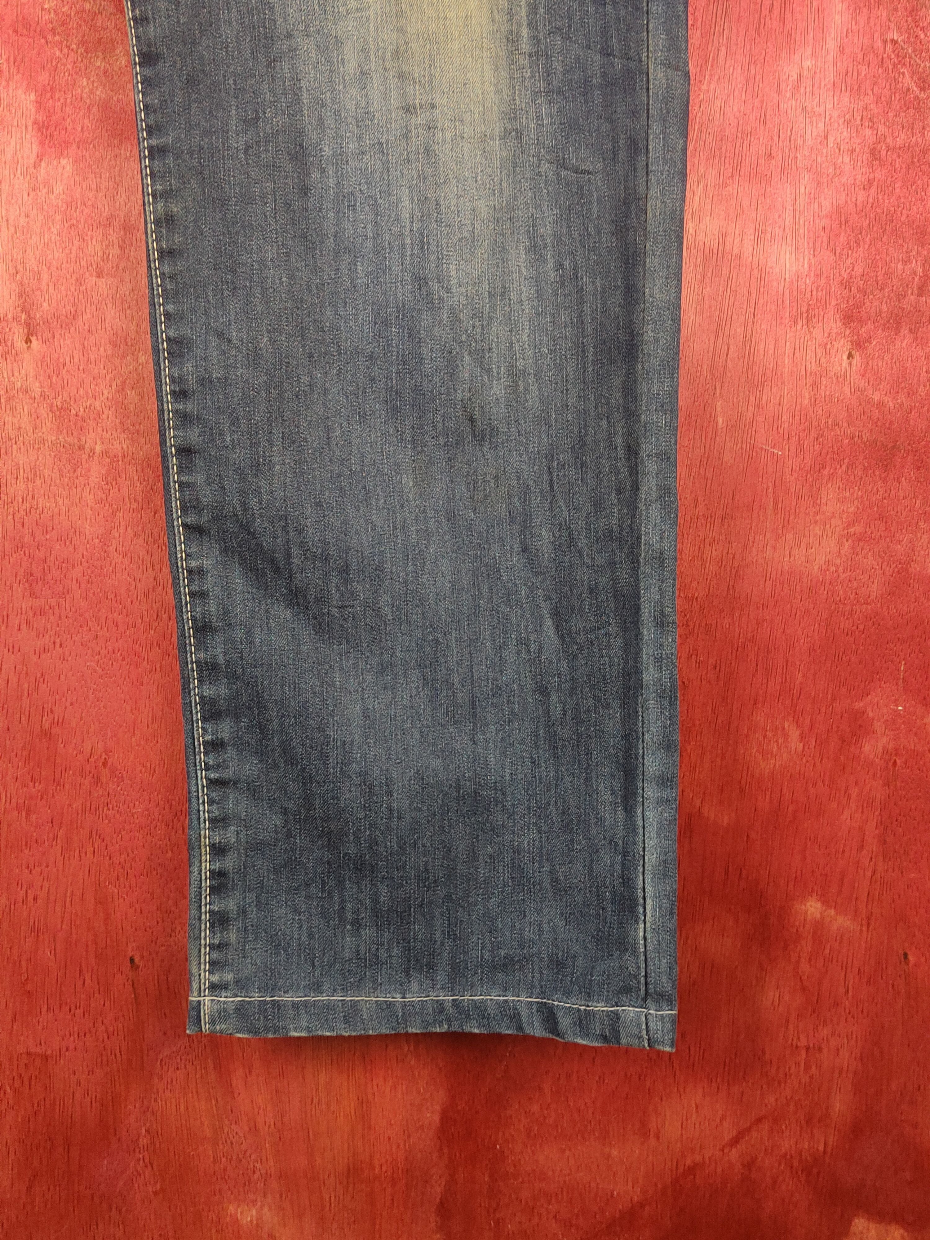 Japanese Brand Wrangler Dark Blue Distressed Ripped Jeans #S1663 Size US 34 / EU 50 - 6 Thumbnail