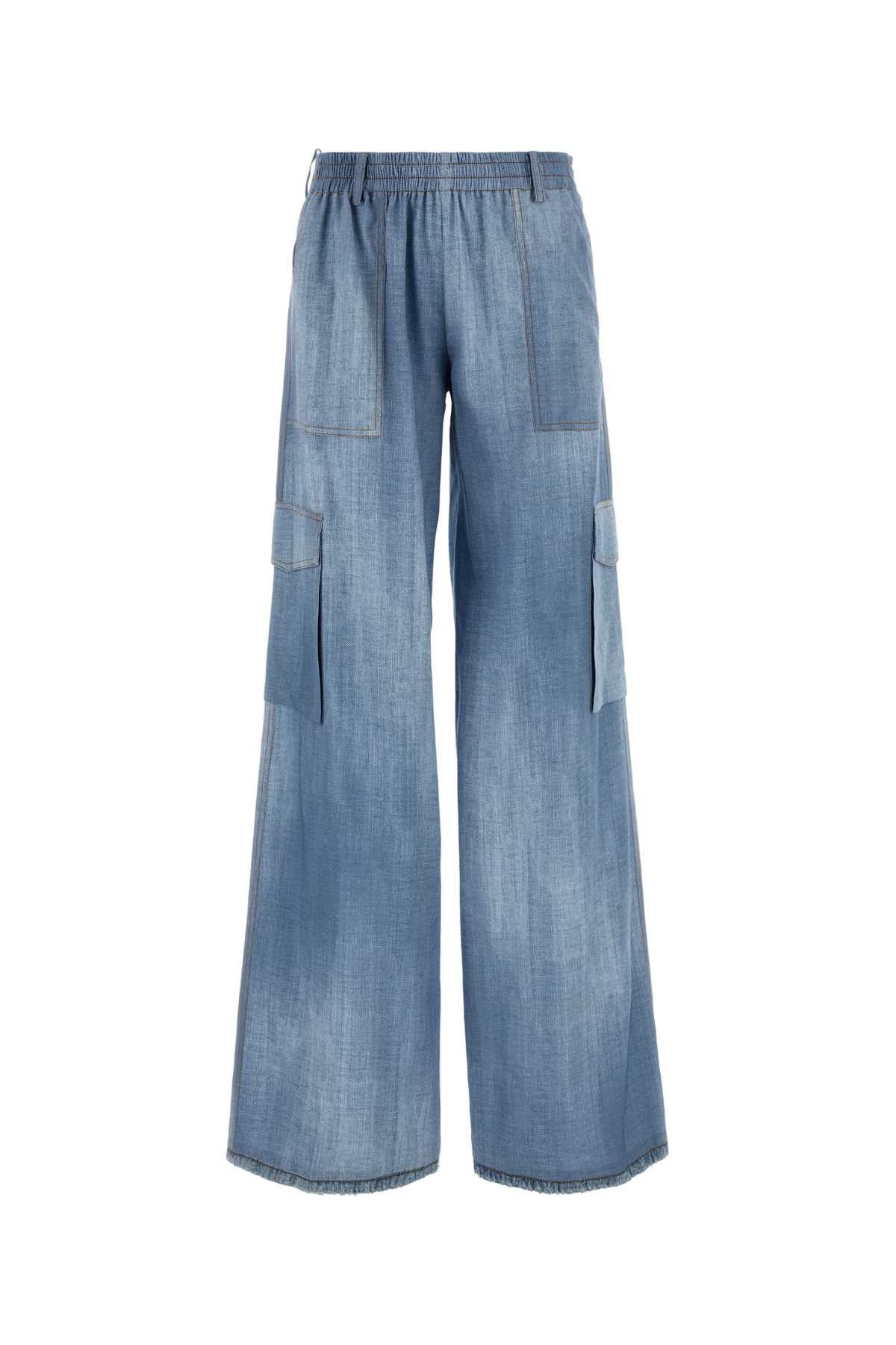 Ermanno Scervino Light Blue Chambray Cargo Pant Size 26" / US 2 / IT 38 - 1 Thumbnail