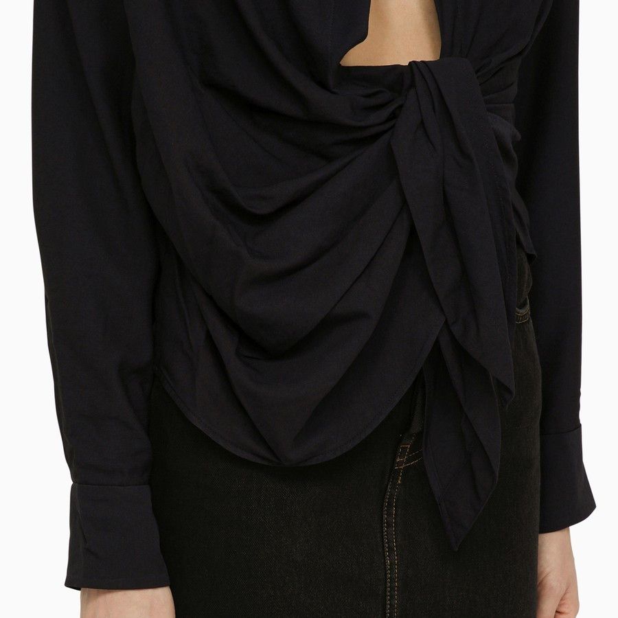 Jacquemus o1d2blof0824 Viscose Bahia Shirt in Black Size XS / US 0-2 / IT 36-38 - 4 Thumbnail