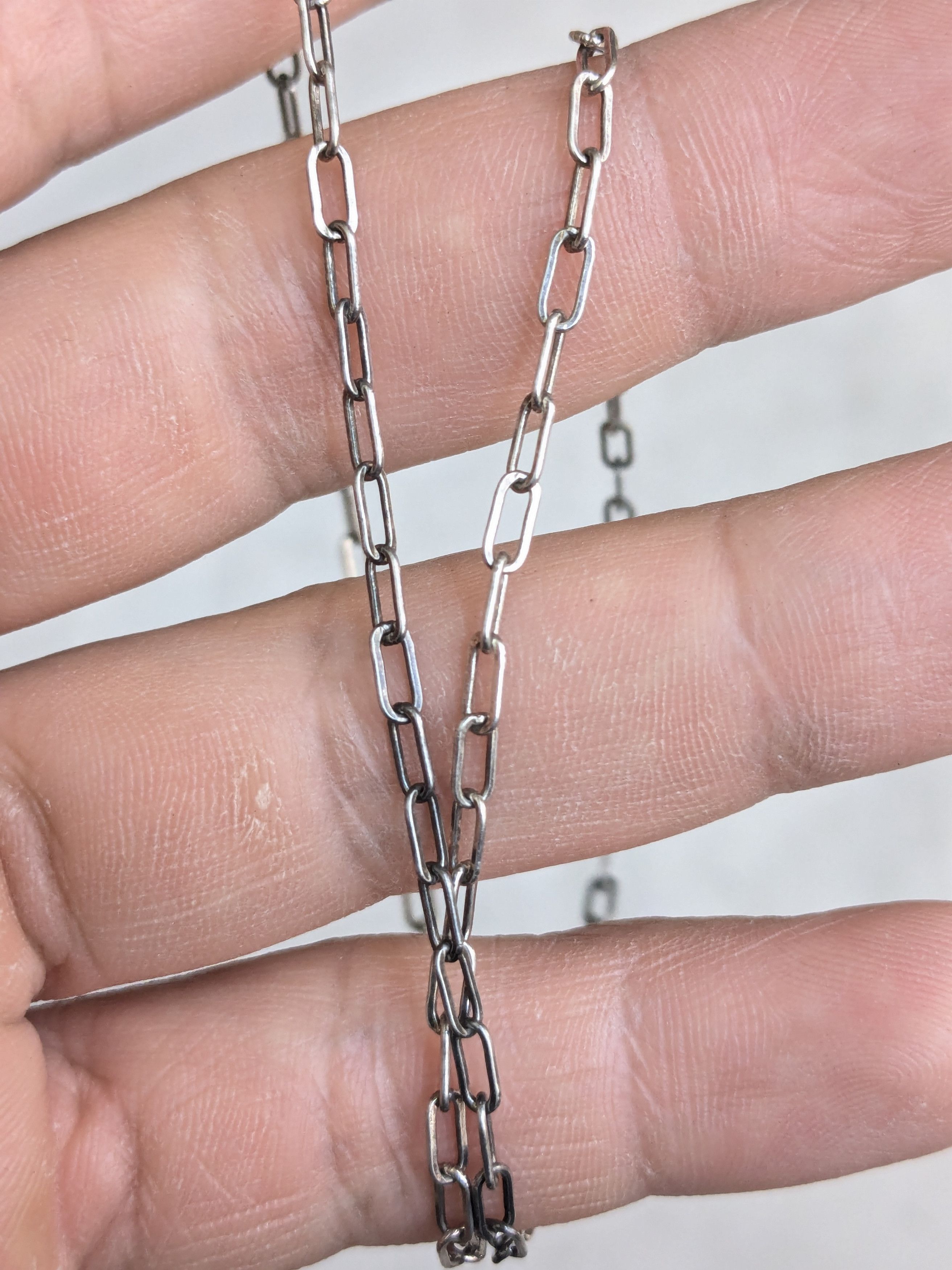 Jewelry Vintage Sterling Silver Necklace Paperclip Chain 18" Size ONE SIZE - 8 Thumbnail