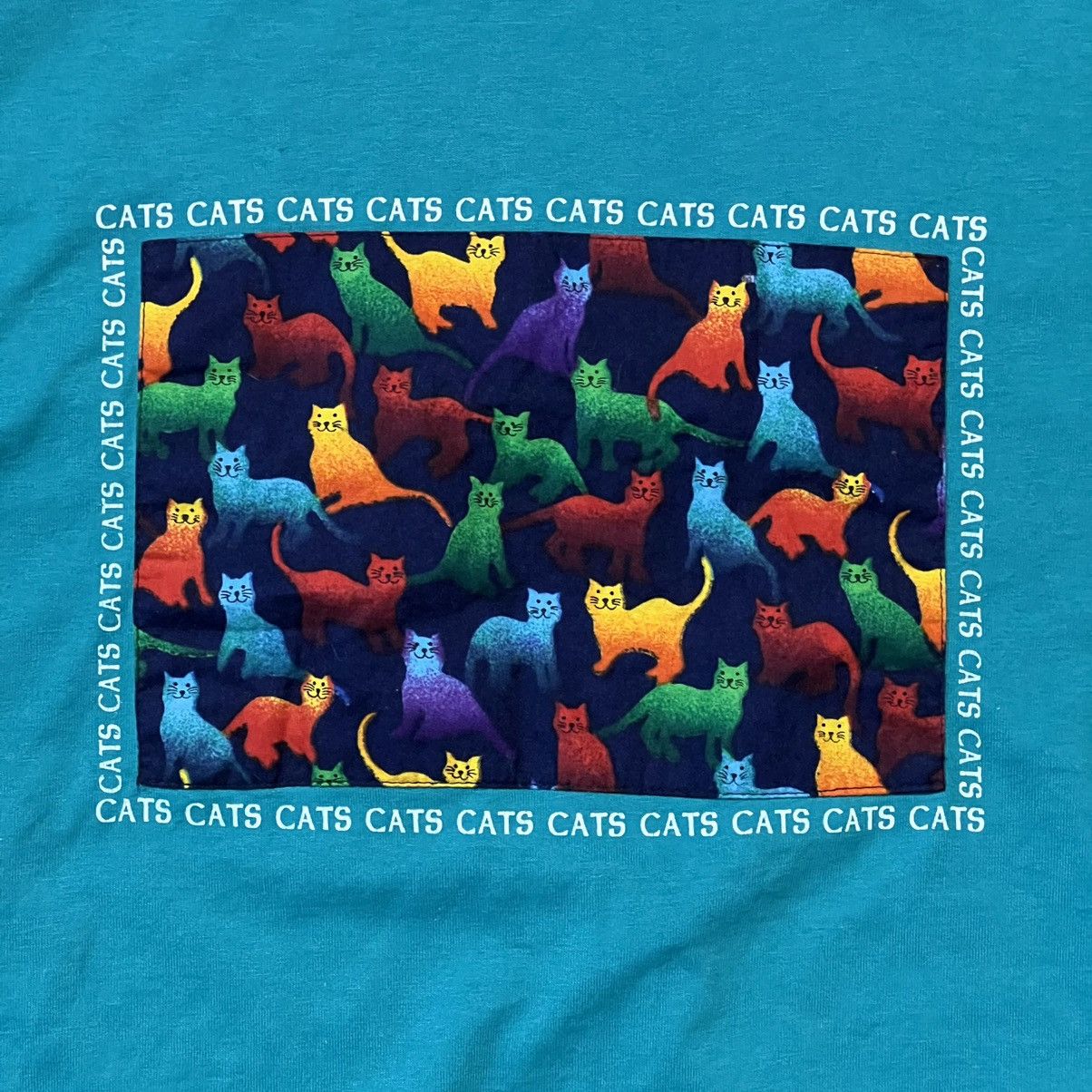 Jerzees Vintage Jerzees Cats Teal T Shirt Small Size US S / EU 44-46 / 1 - 3 Thumbnail