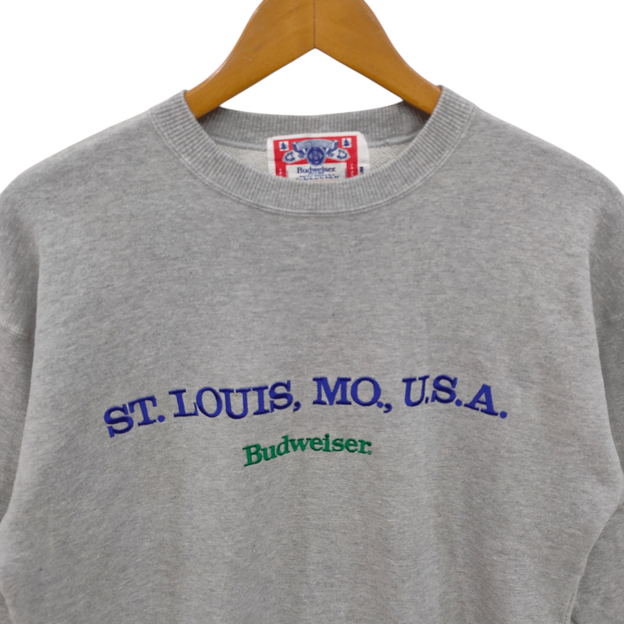 American Apparel × Budweiser × Vintage 90s Budweiser Sweatshirt Vintage Embroidery St. Louis MQ USA Size US M / EU 48-50 / 2 - 4 Thumbnail