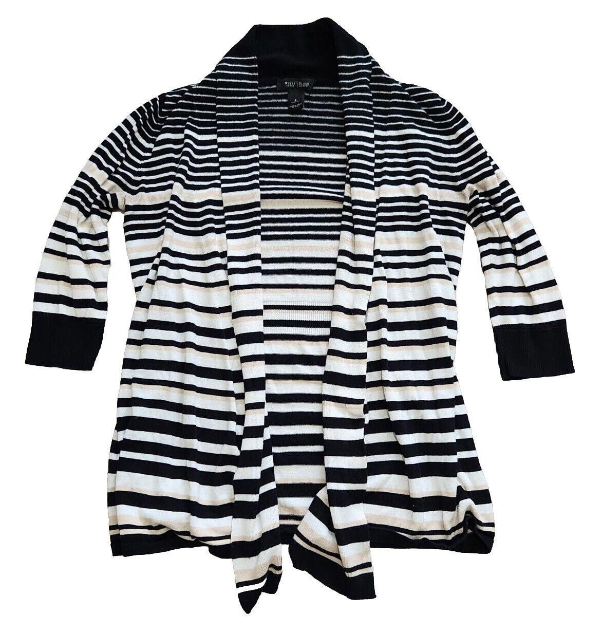 Designer White House Black Market Sweater Small Striped Blsck White Size S / US 4 / IT 40 - 1 Thumbnail