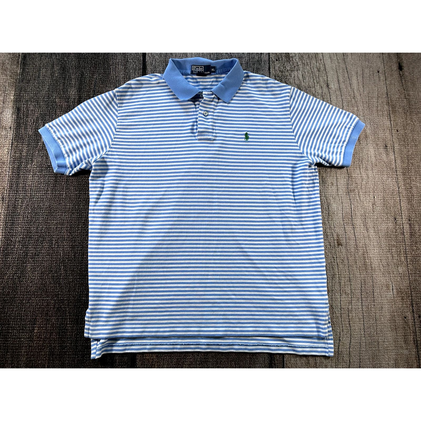 Polo Ralph Lauren Polo Ralph Lauren Blue Wht Striped Classic Fit Polo Shirt XL Size US XL / EU 56 / 4 - 1 Thumbnail