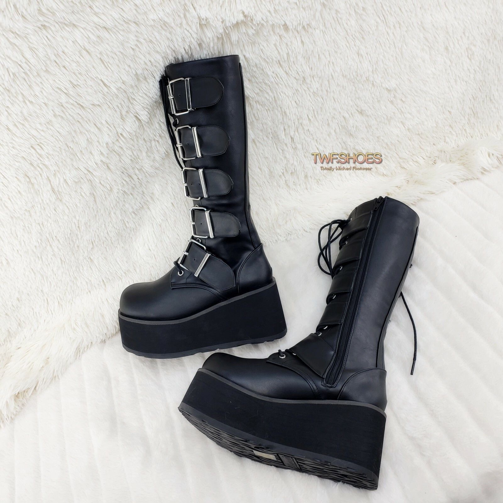 Demonia Cult DEMONIA Trashville 518 Multi Strap Goth Punk Rock 3.25" Plat Size US 7 / EU 40 - 2 Thumbnail