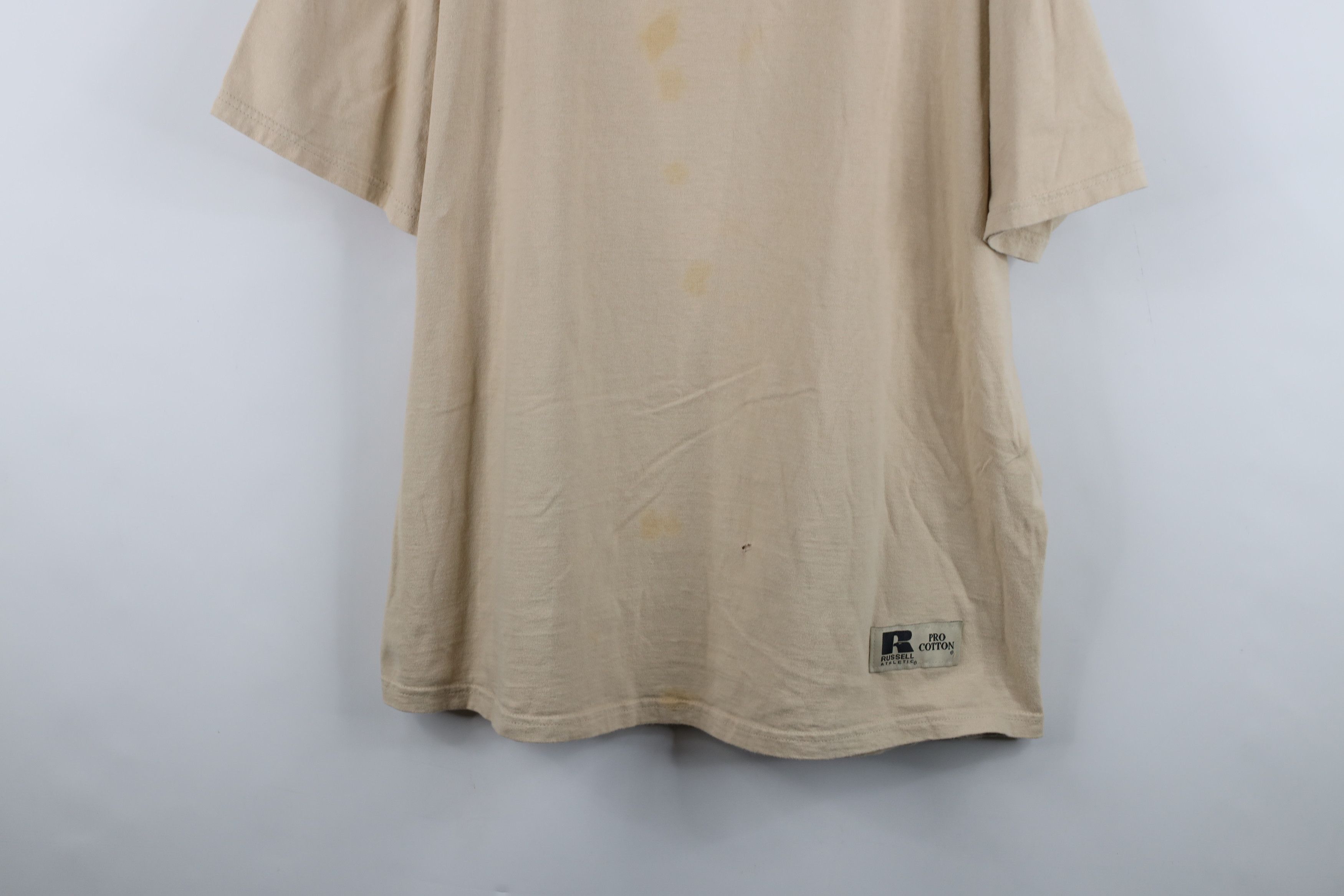 Russell Athletic Vintage 90s Russell Athletic Cotton T-Shirt Beige Khaki Size US XL / EU 56 / 4 - 3 Thumbnail