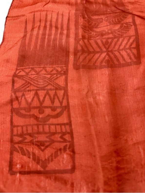 Other Vintage Hand-Printed Silk Scarf Abstract Tribal Motif 1960s Size ONE SIZE - 2 Thumbnail