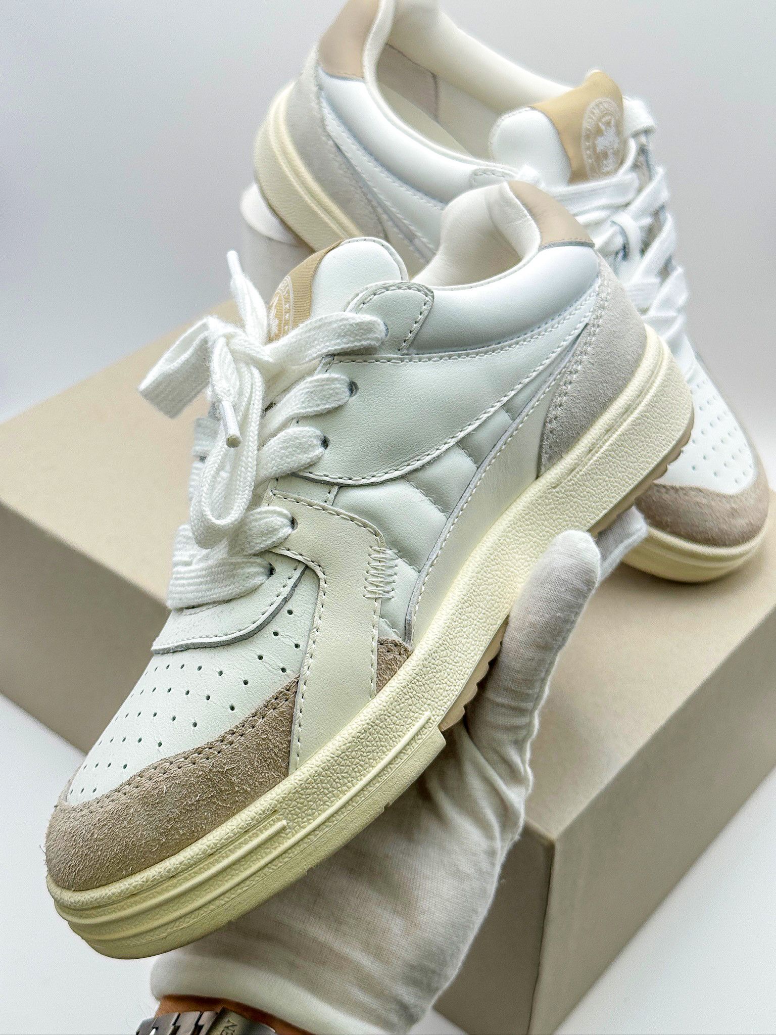Palm Angels Palm Angels University White Beige Luxury Sneakers Size US 6 / IT 36 - 4 Thumbnail
