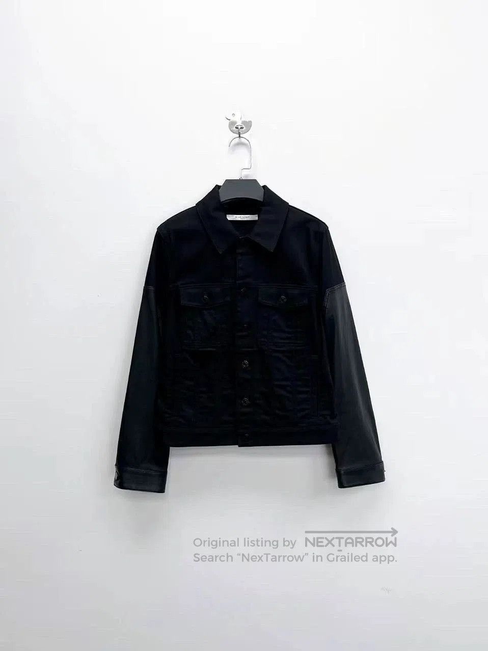 Givenchy givenchy black denim jacket with leather sleeves. Size US M / EU 48-50 / 2 - 1 Thumbnail