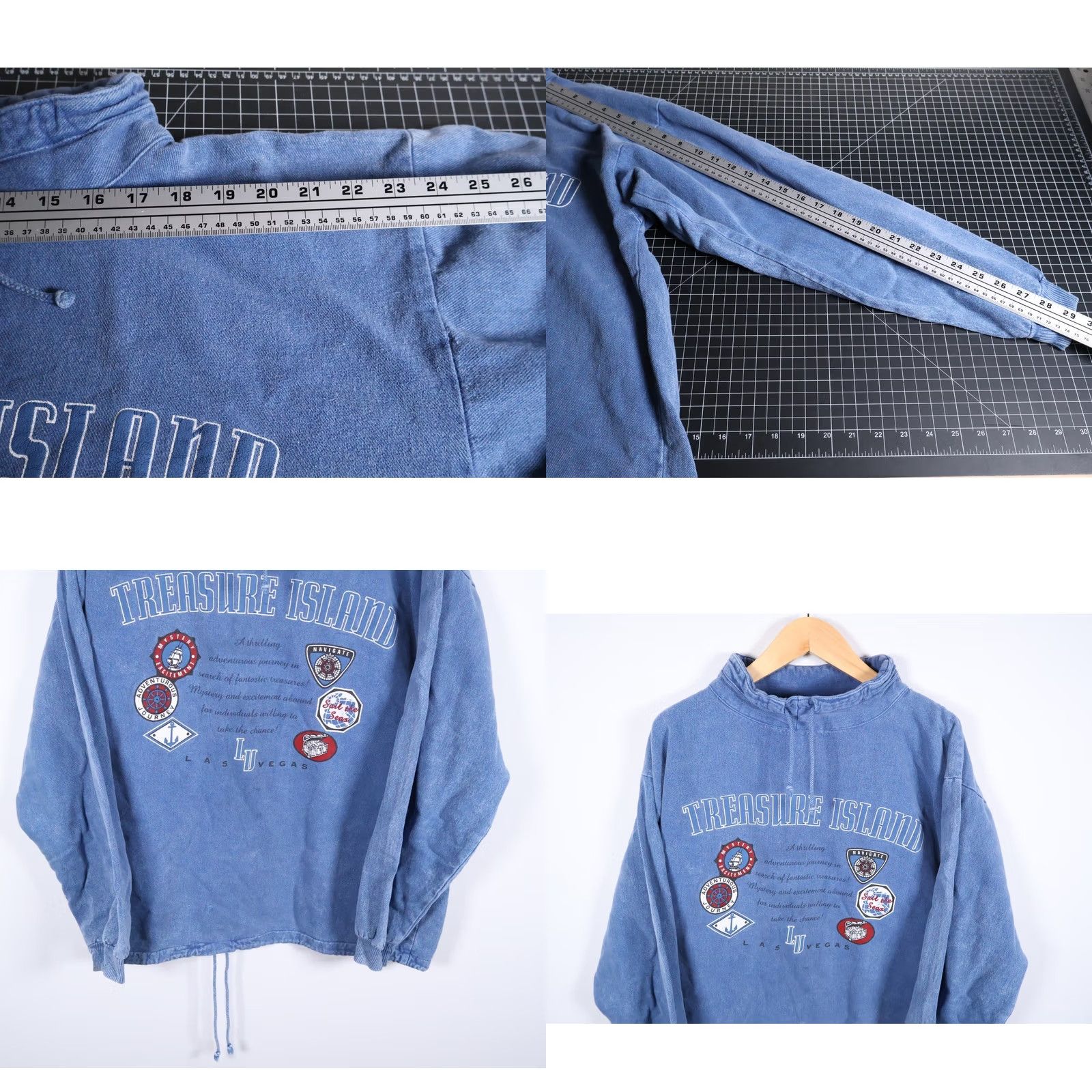 Vintage VTG Treasure Island Mirage Sweatshirt Men's 2XL Blue Pigment Dyed Las Vegas Graphic Print Pullover Mock Neck Size US XXL / EU 58 / 5 - 8 Thumbnail