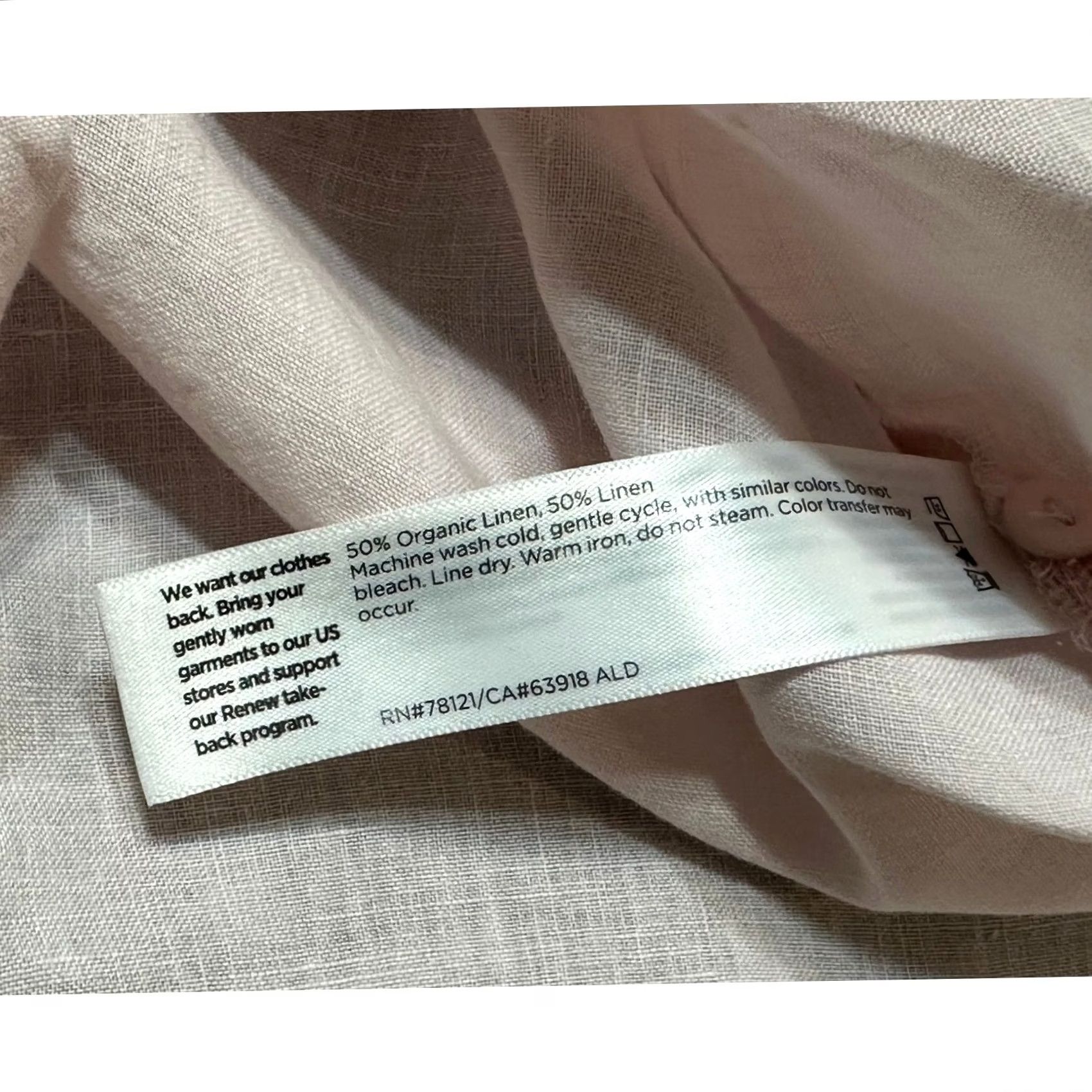 Eileen Fisher Eileen Fisher Pink Organic Linen Crinkle Classic Collar Button Up Shirt Sz L Size L / US 10 / IT 46 - 7 Thumbnail