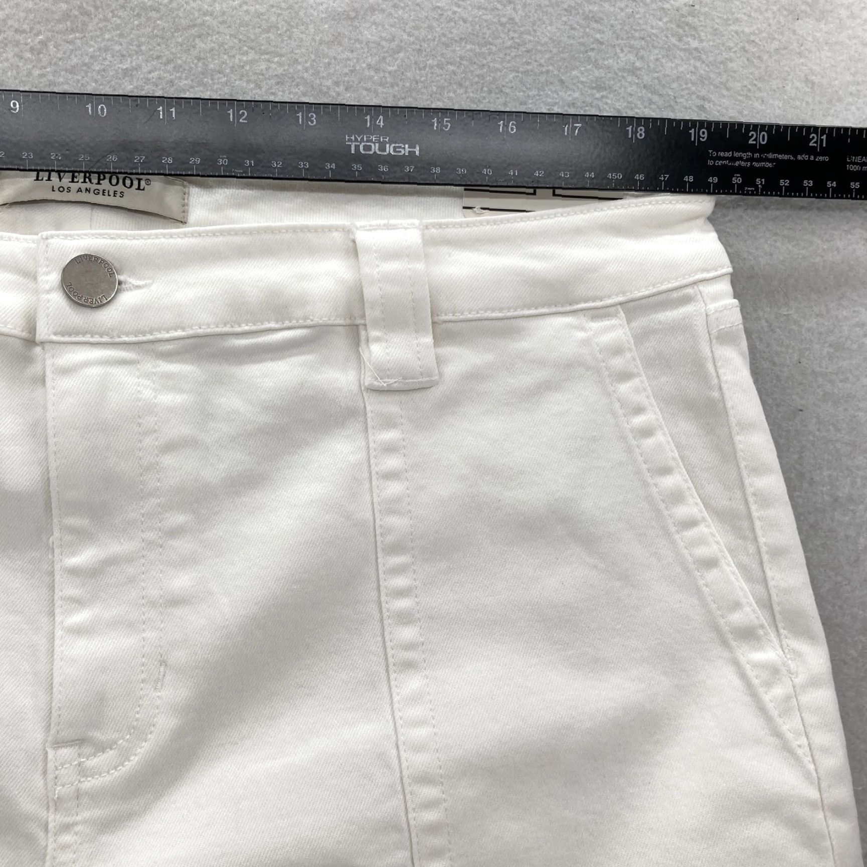 Vintage Liverpool Pants Womens 16W White Cropped Wide Leg High Rise Pockets Logo Buttons Zip Casual Travel Business Women Pants Size 38" / US 16 / IT 52 - 6 Thumbnail