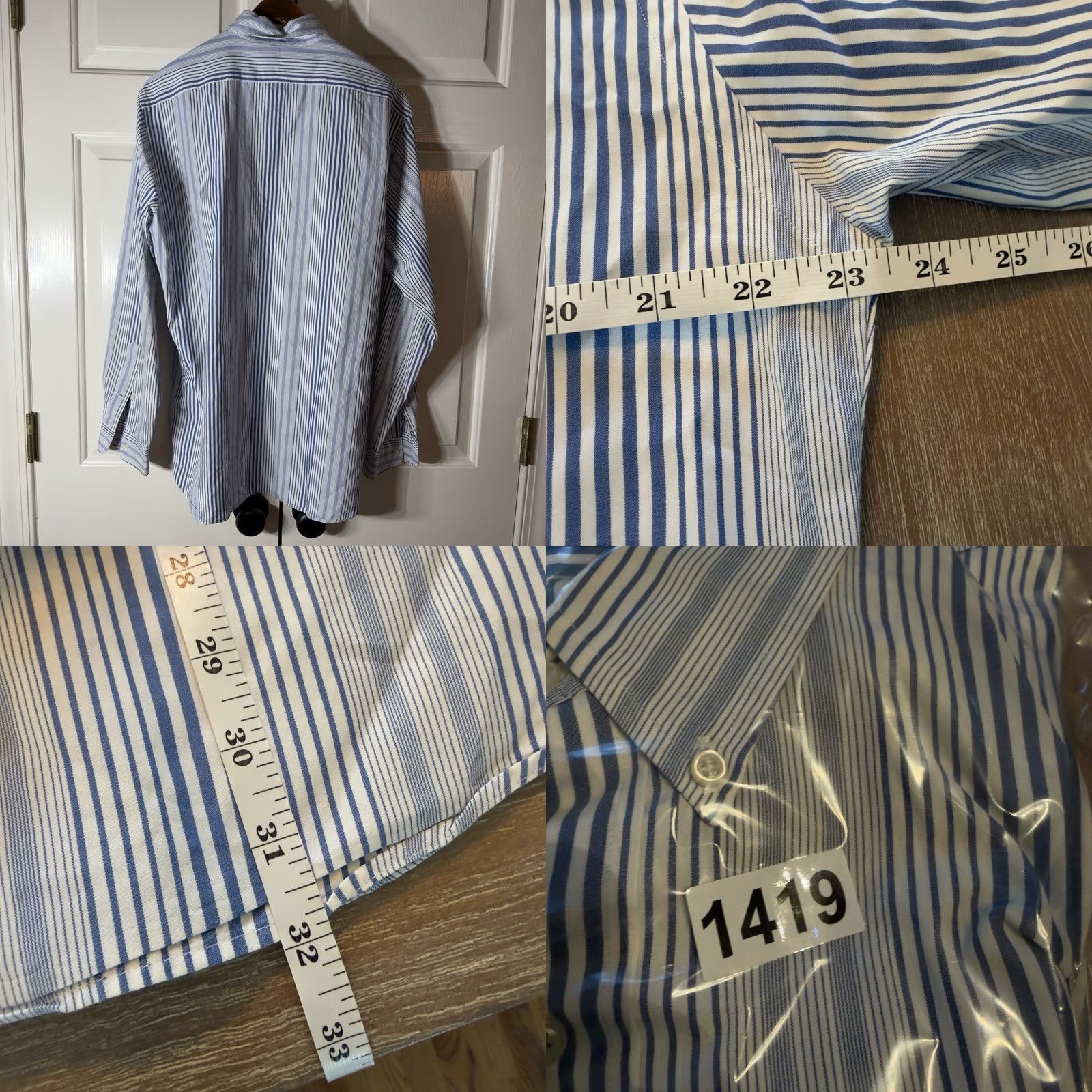 Polo Ralph Lauren VINTAGE Polo Ralph Lauren Dress Shirt Mens M Blue White Bengal Stripe Button Down Ellington Size US M / EU 48-50 / 2 - 7 Thumbnail