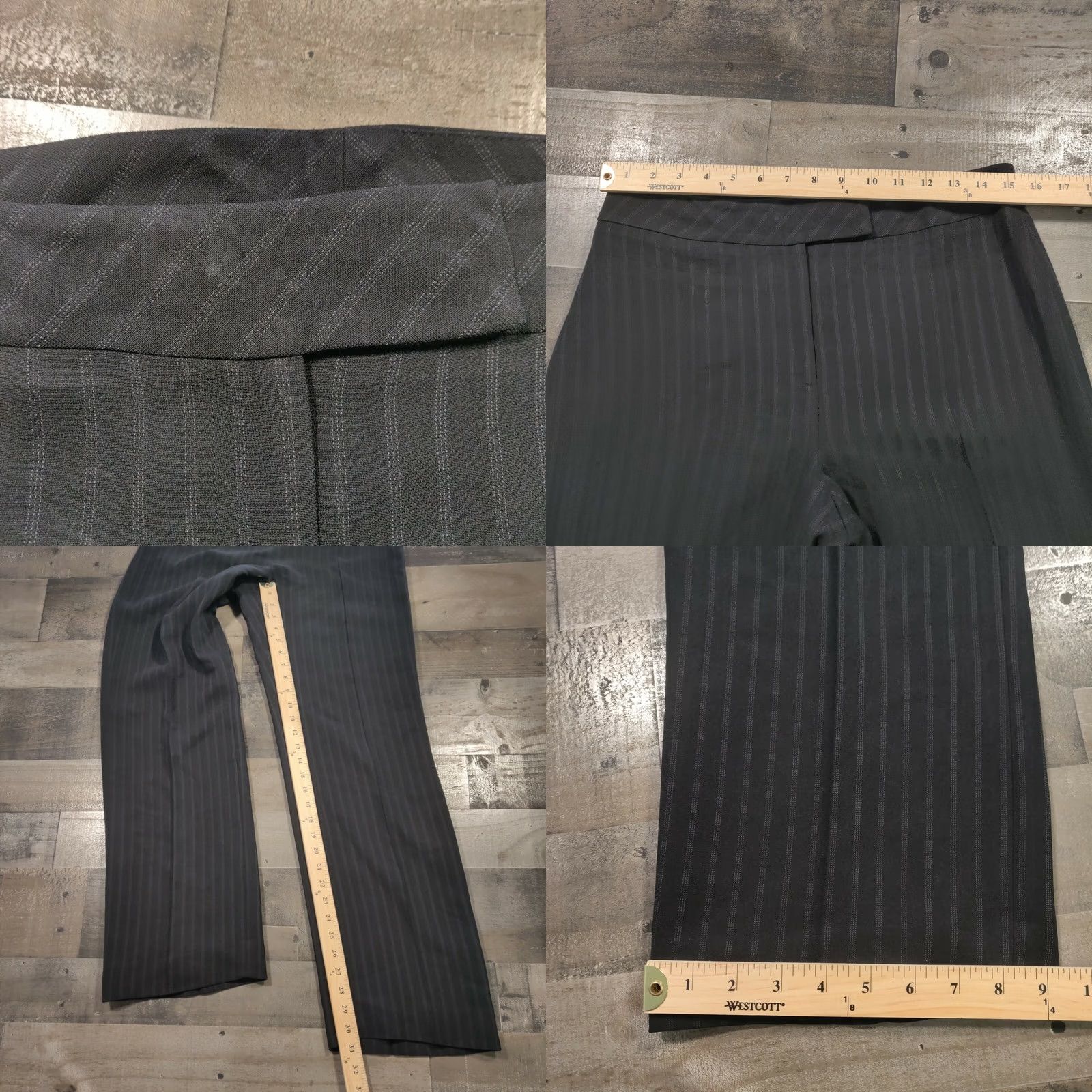 Ann Taylor Loft Dress Pants Women 8 Black Mid-Rise Bootcut Striped Lined Zip Closure Casual Size 30" / US 8 / IT 44 - 8 Thumbnail