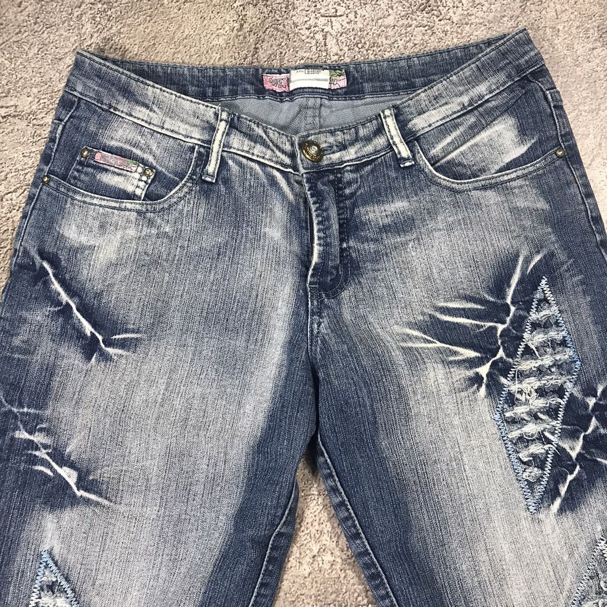 Vintage Vintage 90s Distressed Baggy Wide Leg Jeans Grunge Y2K 30 Size 30" / US 8 / IT 44 - 3 Thumbnail