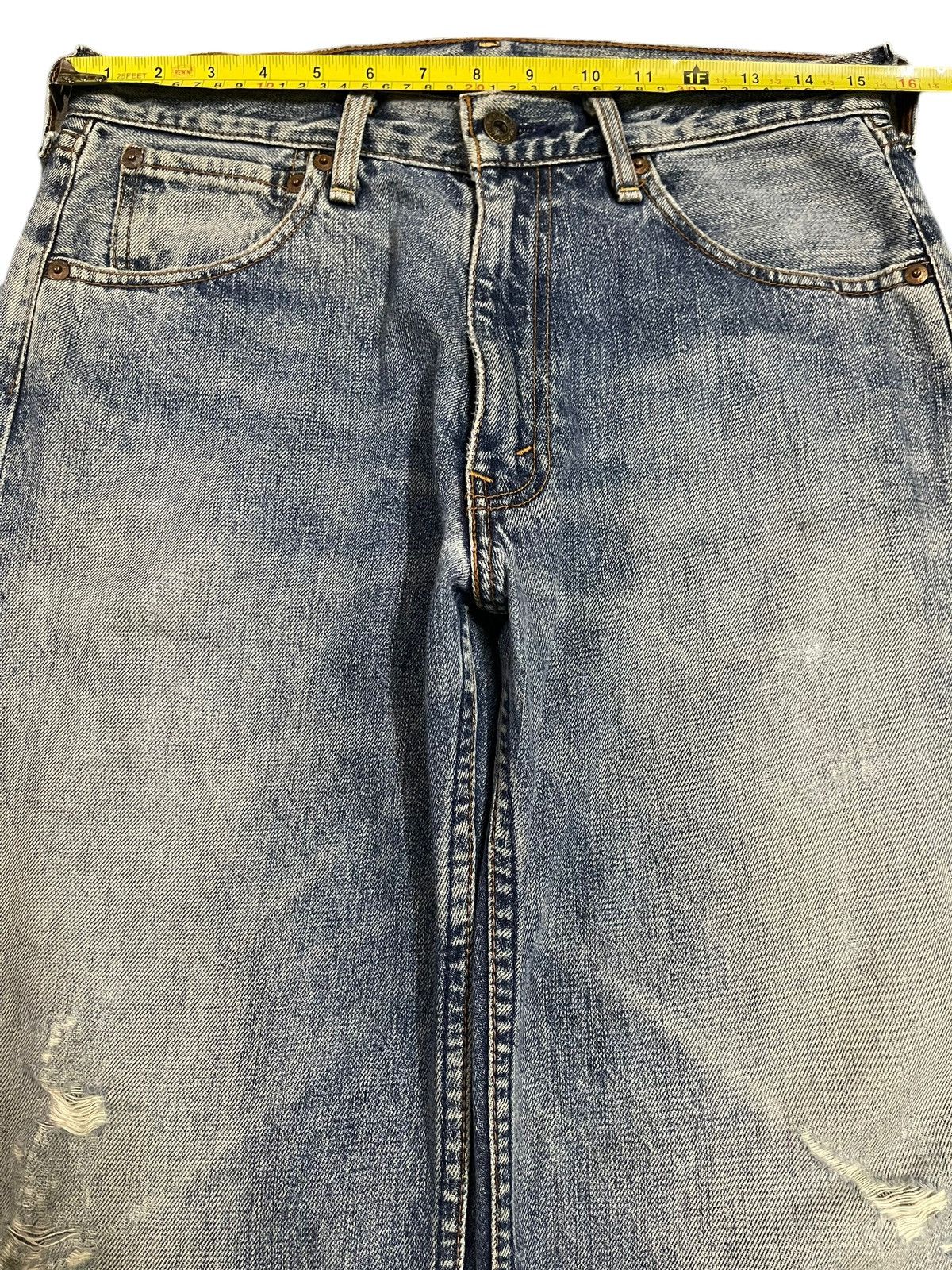 Levi's Vintage 80s Levis 503 Blue Bleached Distressed Baggy Jeans Size US 31 - 12 Thumbnail