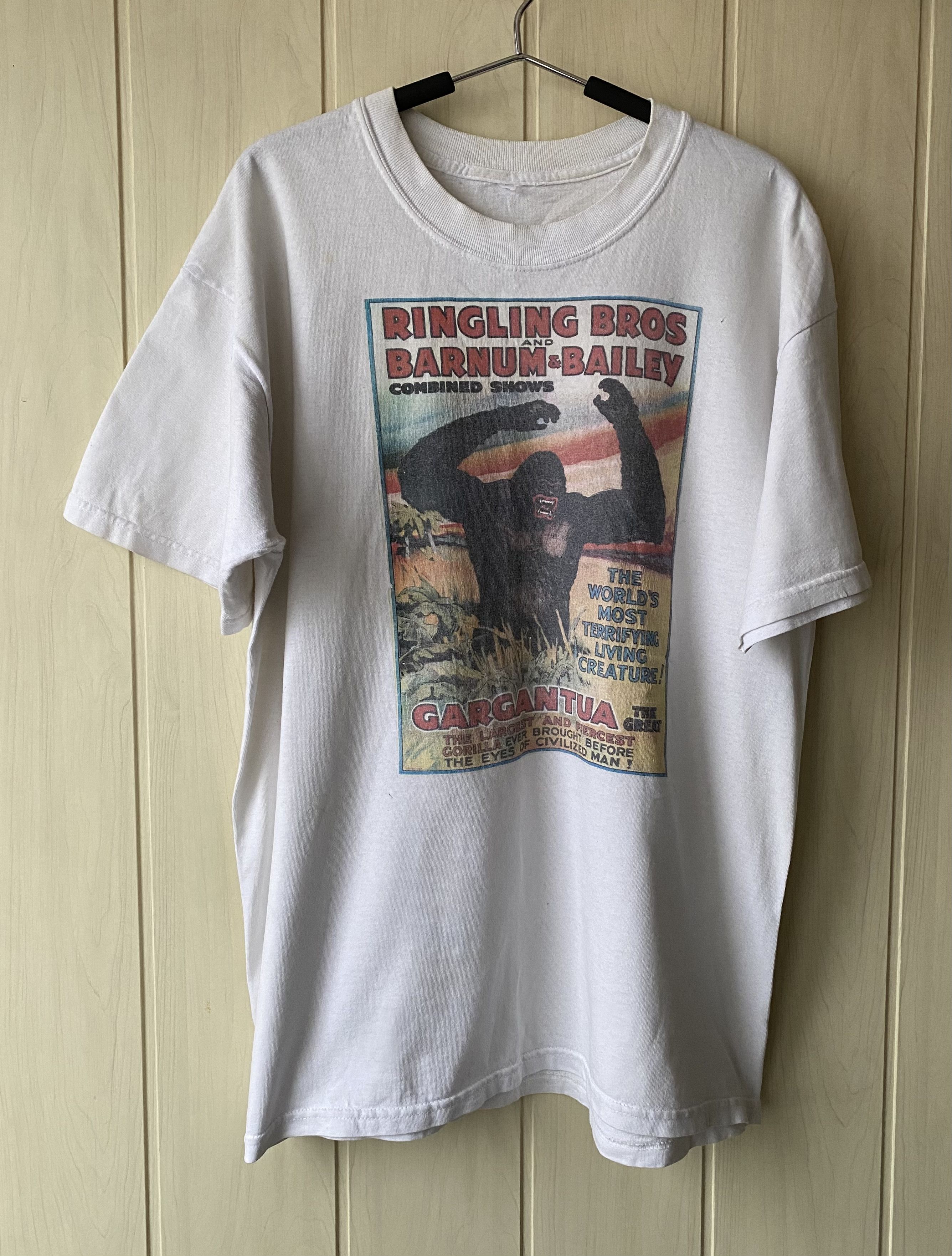 image of Movie x Vintage 90’S Gargantua The Great Ringling Bros Circus Tee in White, Men's (Size XL)