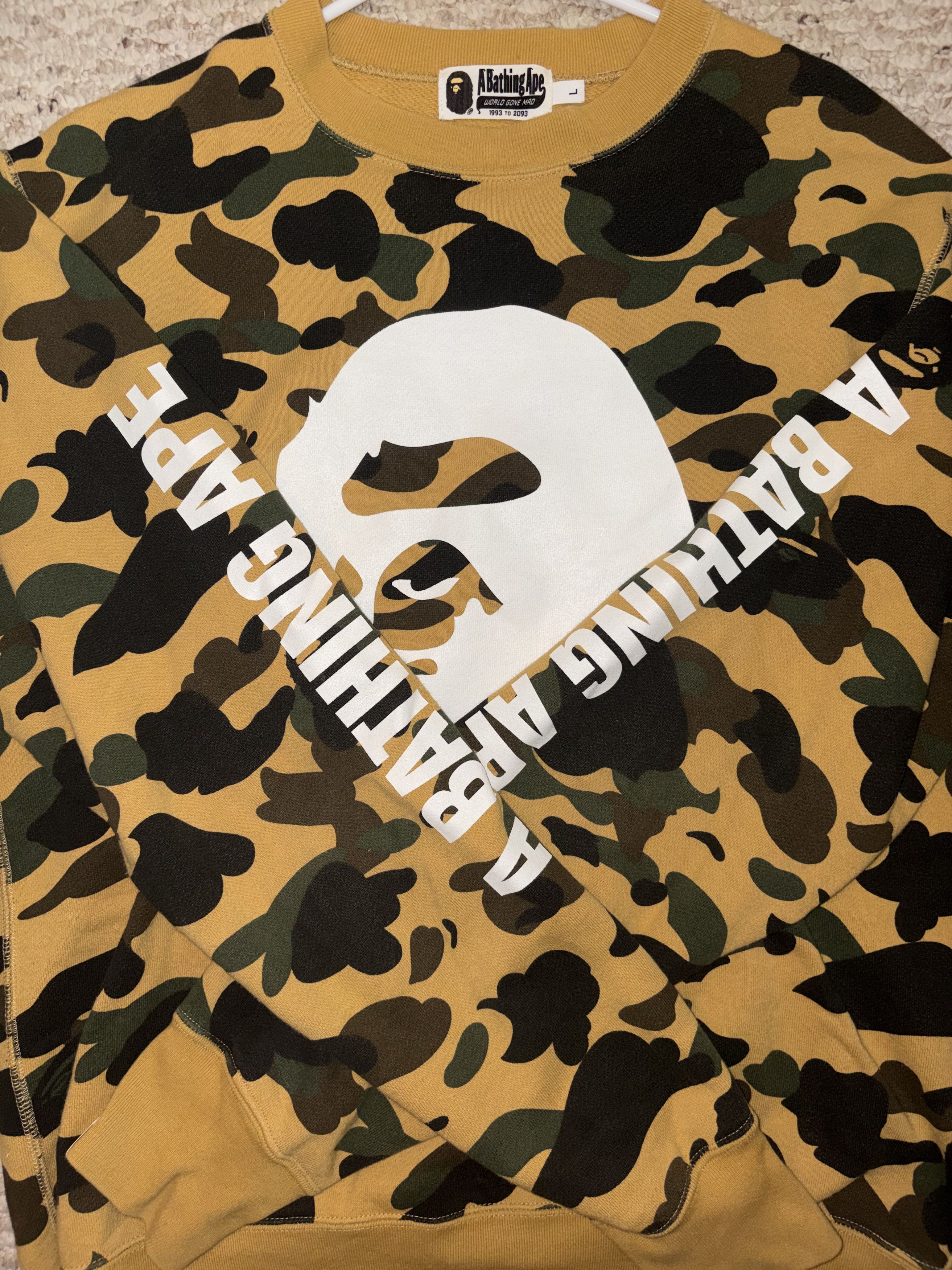 Bape Bathing Ape Big Ape Crewneck Yellow Camp Size US L / EU 52-54 / 3 - 5 Thumbnail