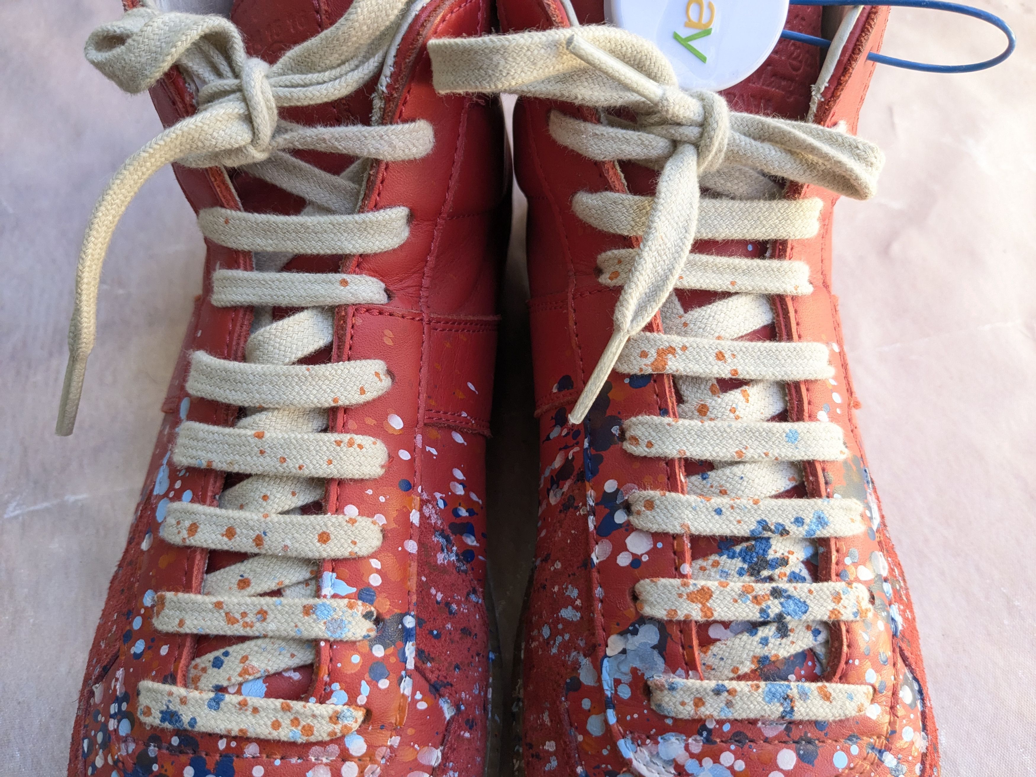 Maison Margiela Maison Margiela GAT Replica Red 9 42 Paint High Tops Size US 9 / EU 42 - 4 Thumbnail
