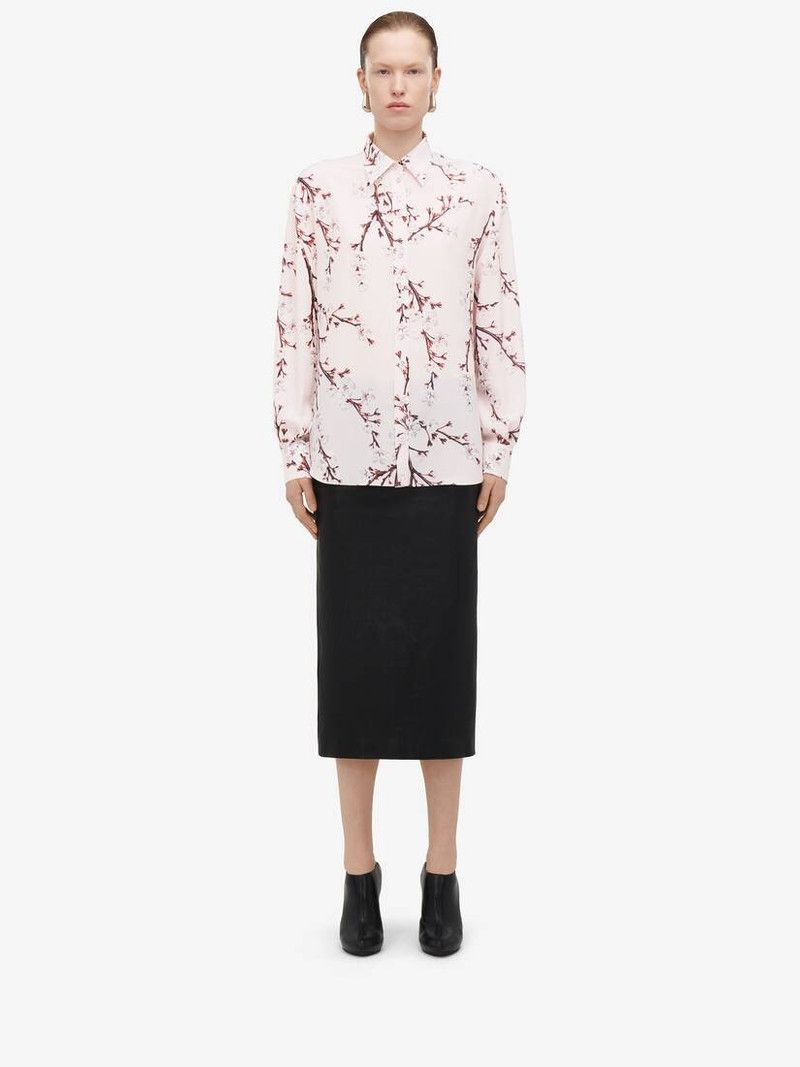 Alexander McQueen o1srvl11e0326 Cherry Blossom Classic Shirt in Multicolor Size S / US 4 / IT 40 - 2 Thumbnail