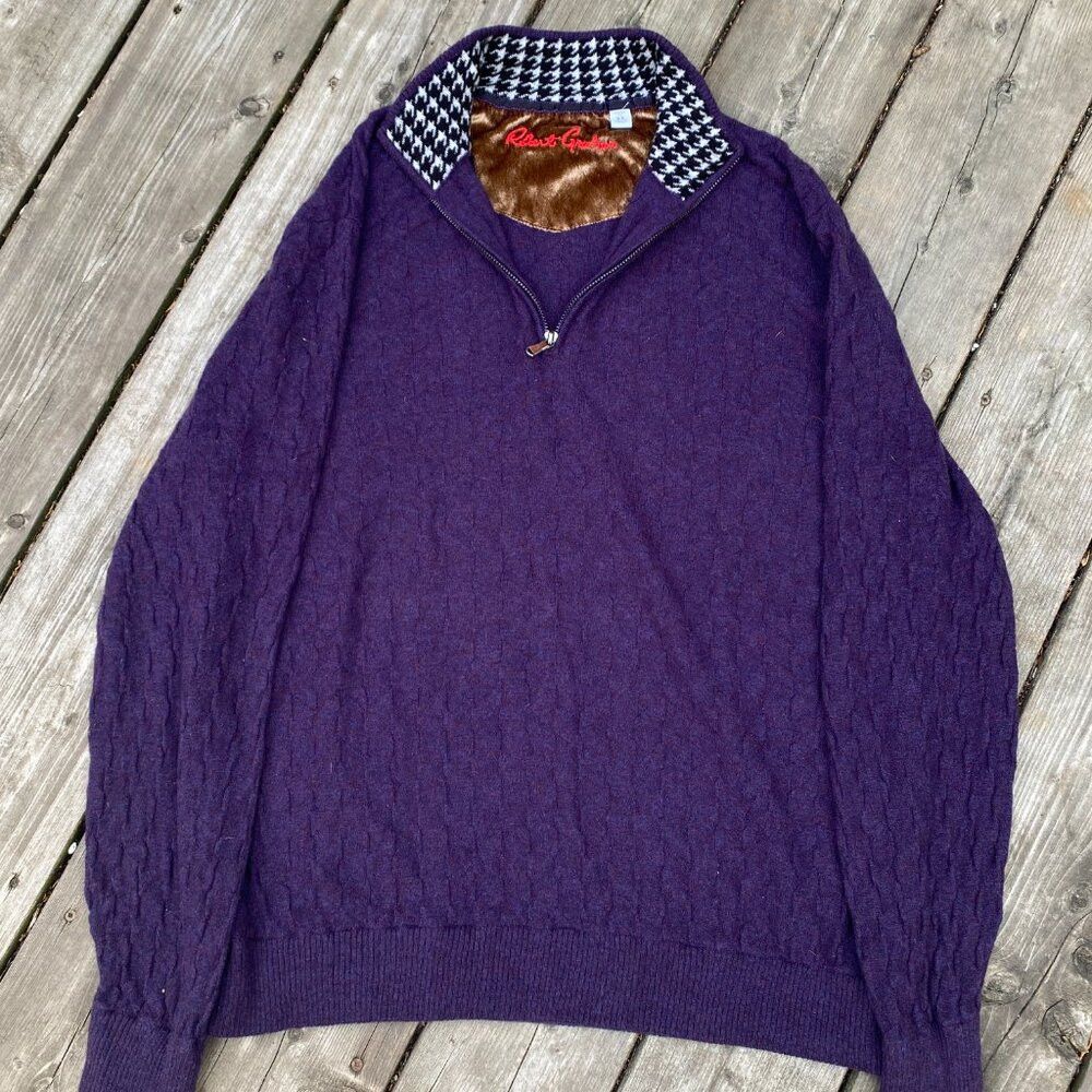 Robert Graham Vintage Robert Graham Stretch Knit 1/4 Zip Pullover 100% Wo Size US XL / EU 56 / 4 - 7 Thumbnail