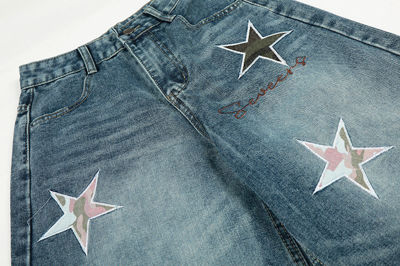 Japanese Brand American retro embroidered star scimitar washed jeans Size US 32 / EU 48 - 4 Thumbnail