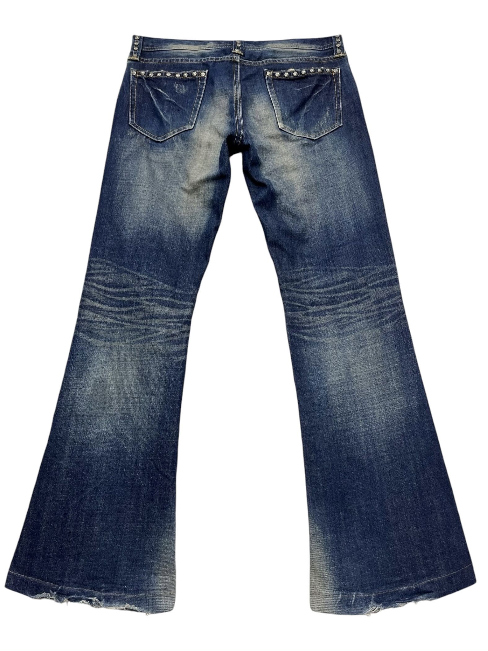 🔥FYE🔥Vintage VANQUISH Designer Punk Studded Ripped Flare