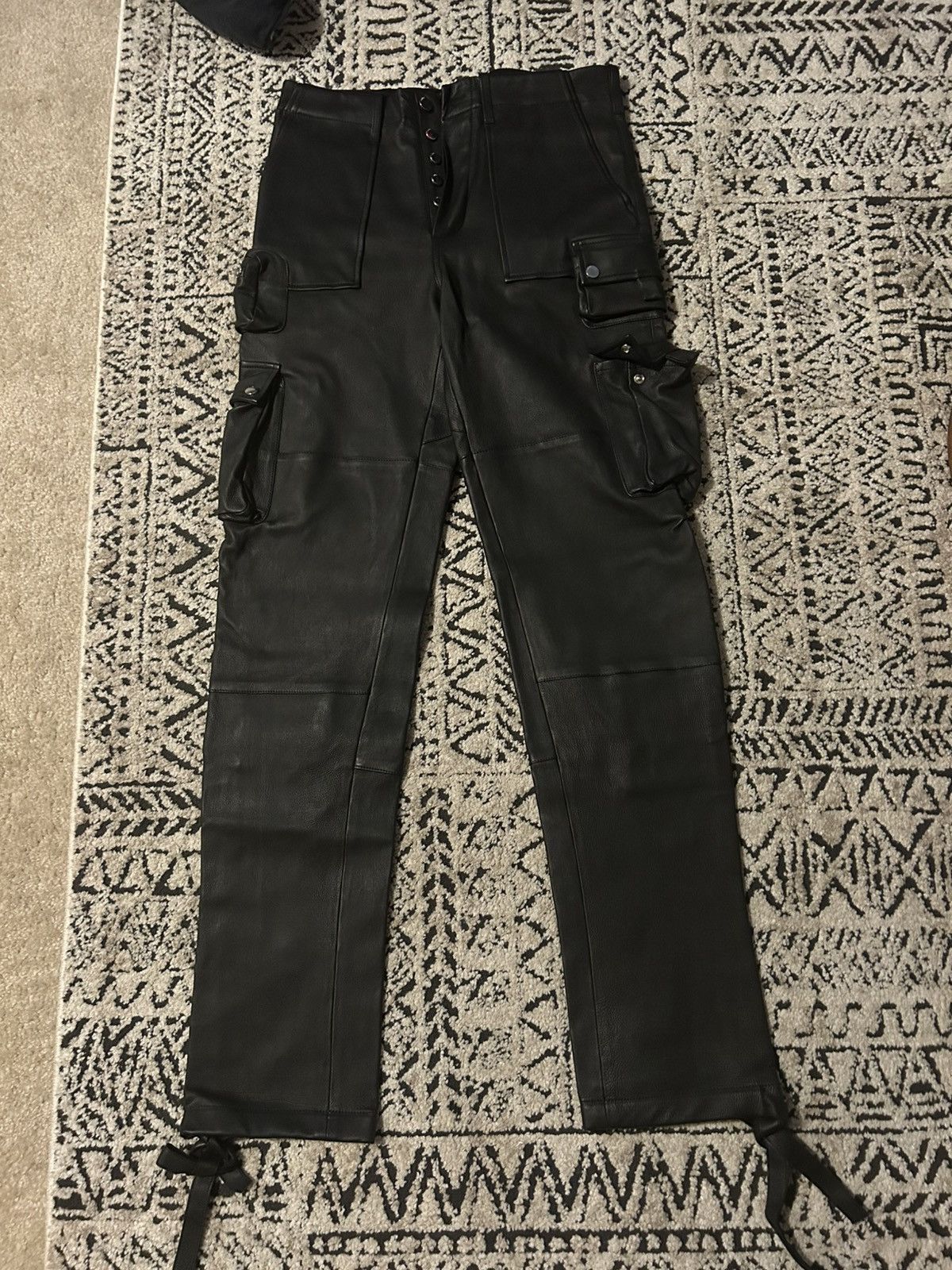 Amiri Amiri Leather Tactical Cargo Pants – Black Size US 32 / EU 48 - 4 Thumbnail