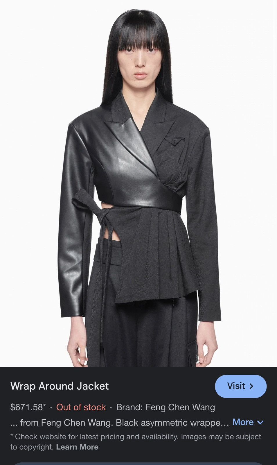 Feng Chen Wang $700 Asymmetric wrap blazer Size XS / US 0-2 / IT 36-38 - 2 Thumbnail