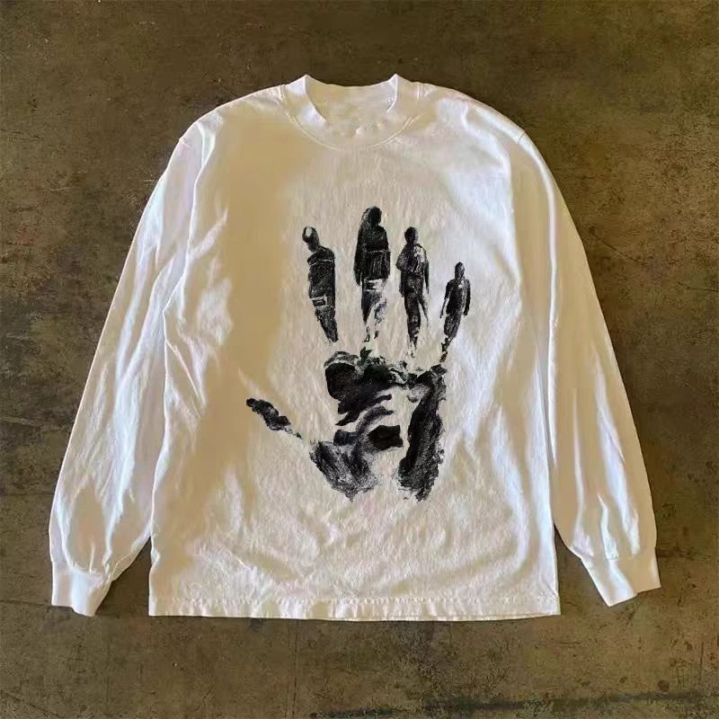 Vintage White casual retro palm print long-sleeved t-shirt Size US M / EU 48-50 / 2 - 1 Thumbnail