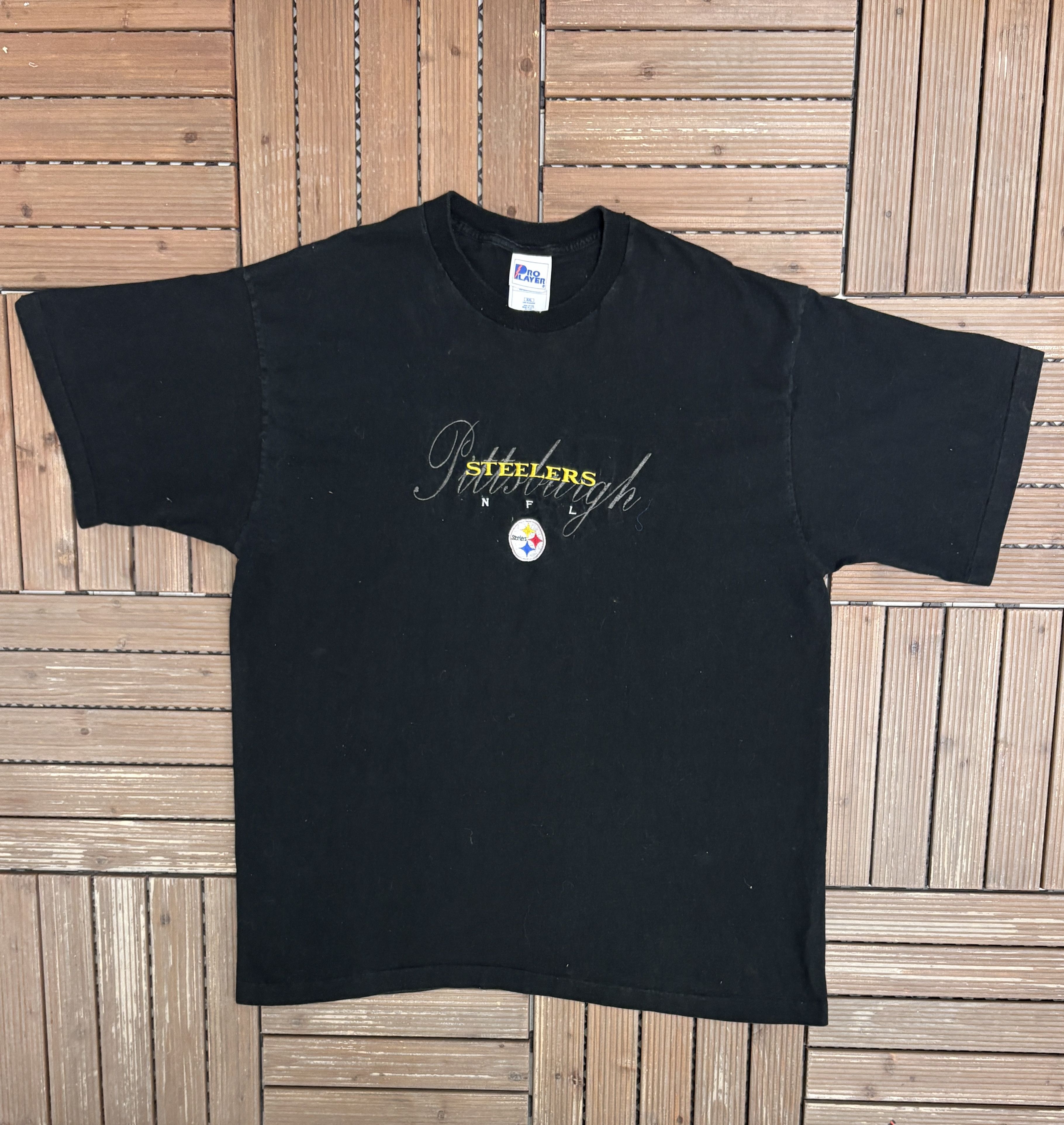 Pro Player × Vintage Pittsburgh Steelers Vintage Made in USA Black T-Shirt Tee Size US XXL / EU 58 / 5 - 1 Thumbnail