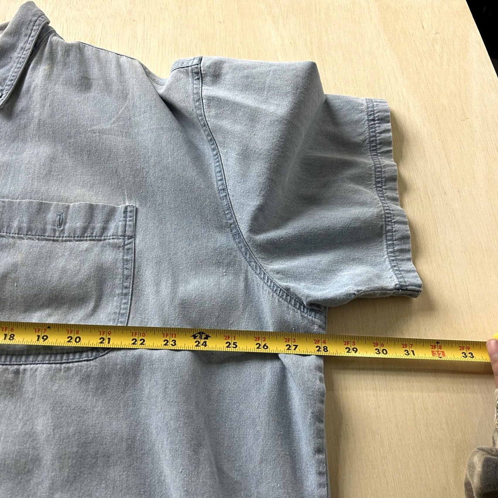Faded Glory Faded Glory Mens 2XL Blue Denim Short Sleeve Button Up Casual Workwear Shirt Size US XXL / EU 58 / 5 - 4 Thumbnail