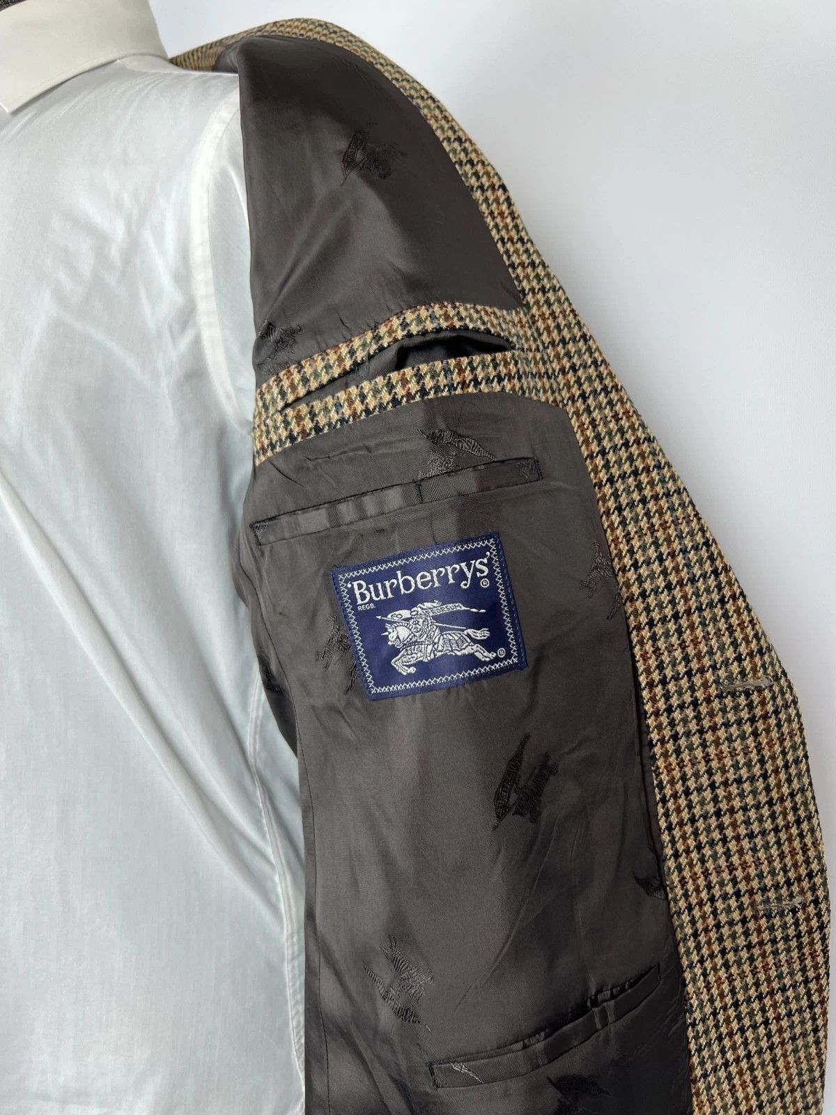 Burberry Burberrys Multicolor Houndstooth Wool Cashmere Blazer Jacket Size 46R - 11 Thumbnail