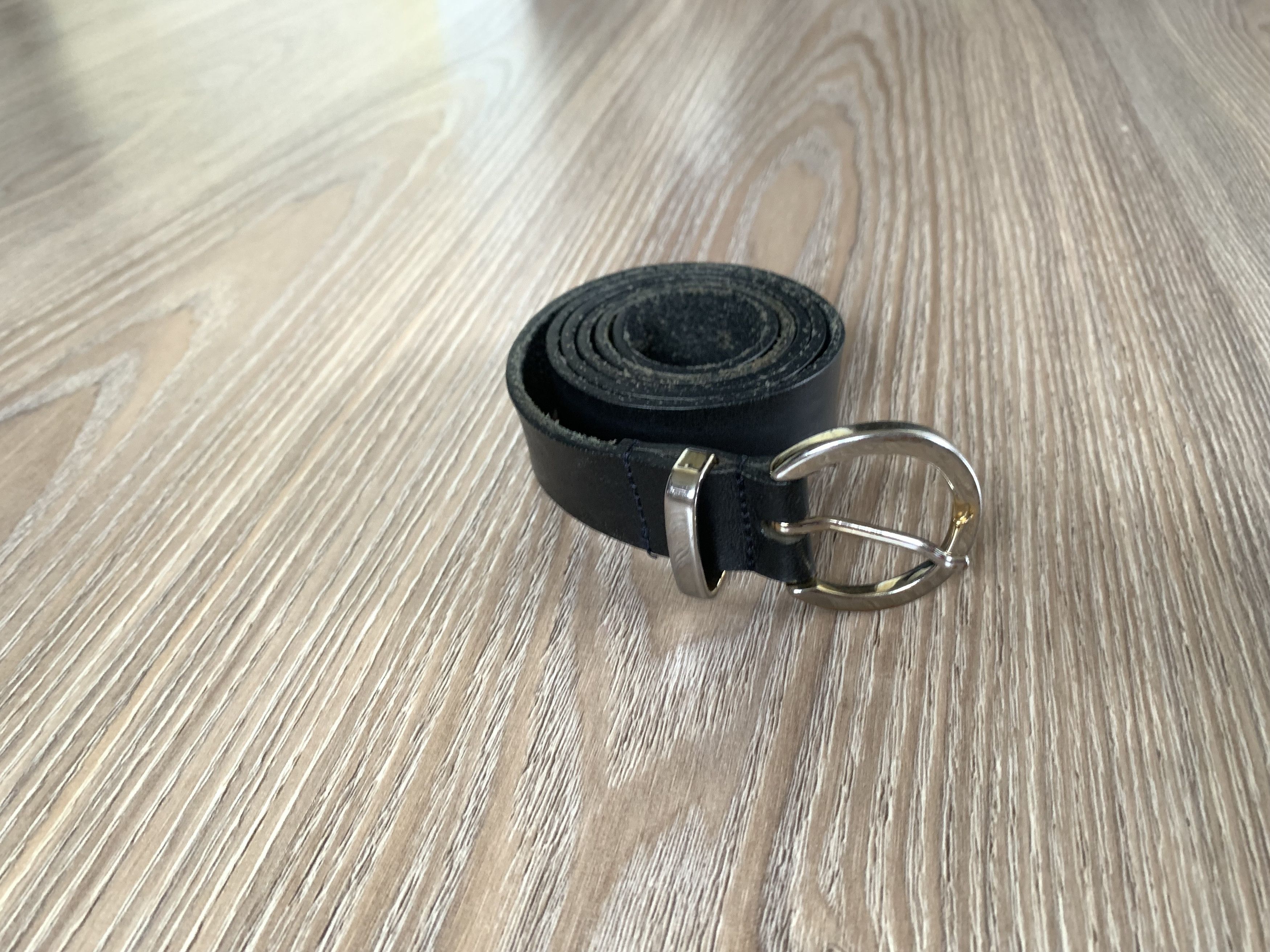 Zara ZARA Silver Oval Buckle Black Leather Belt Size ONE SIZE - 1 Thumbnail