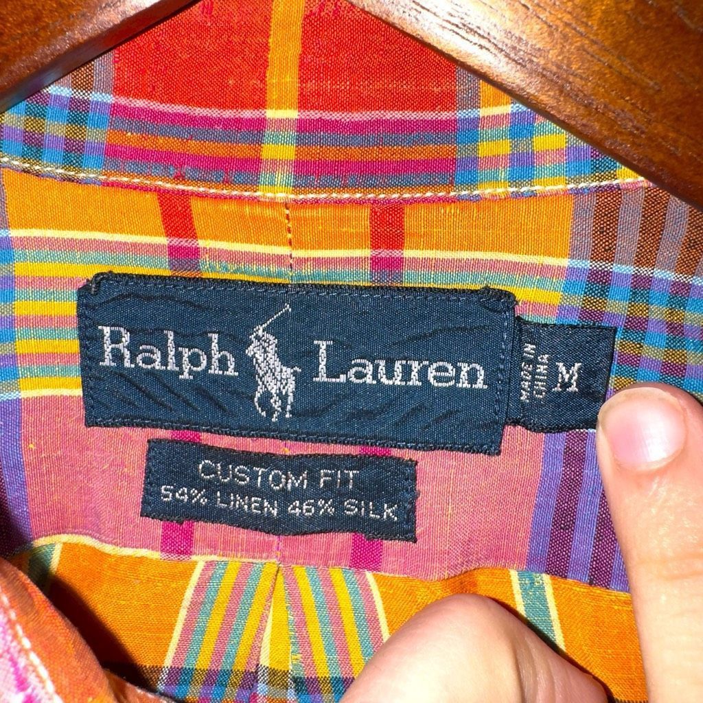 Polo Ralph Lauren Polo Ralph Lauren Orange & Pink Linen & Silk Madras Button D Size US M / EU 48-50 / 2 - 3 Thumbnail