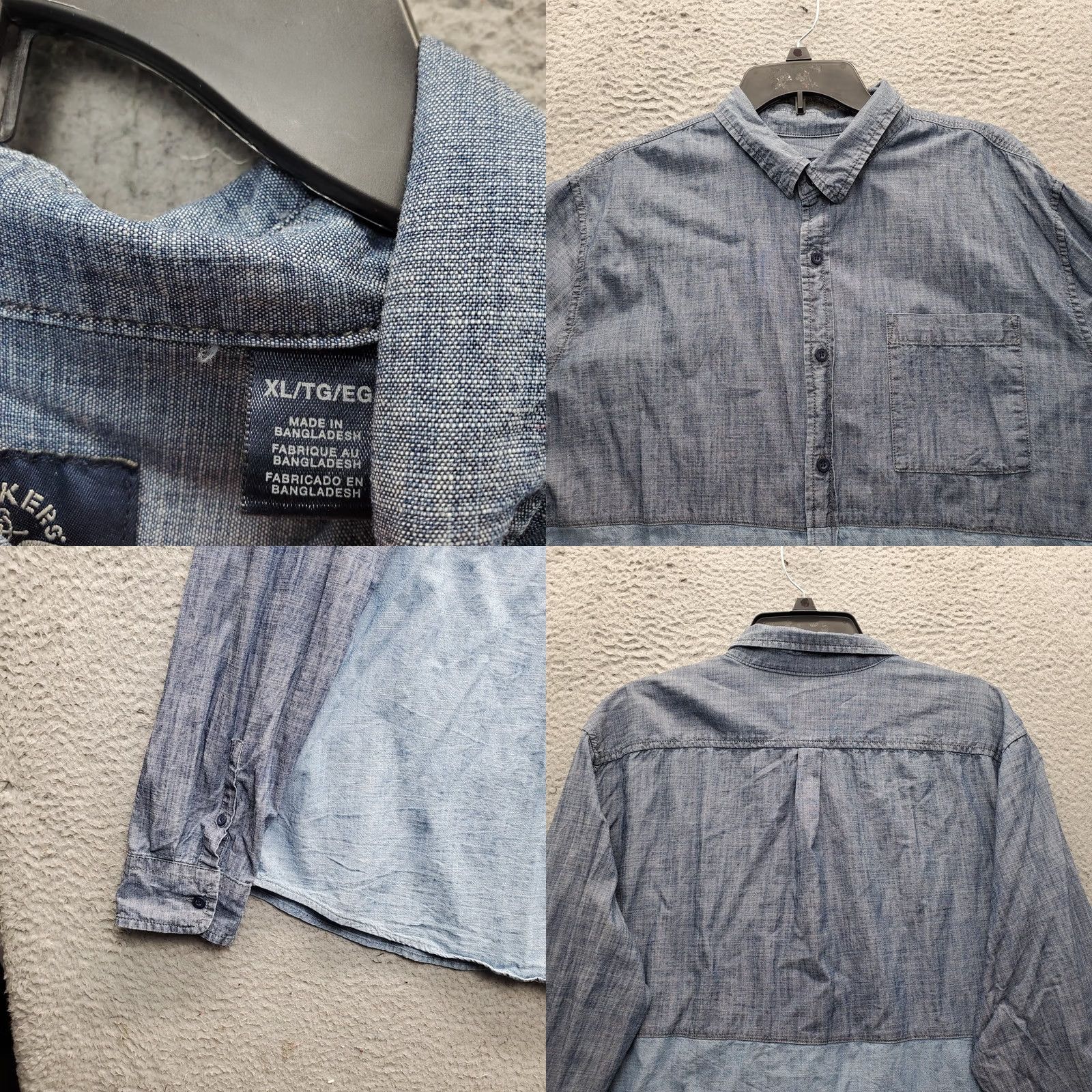 Dockers DOCKERS Alpha Khaki Shirt Mens XL Multicolor Chambray Slim Button-Up Size US XL / EU 56 / 4 - 8 Thumbnail