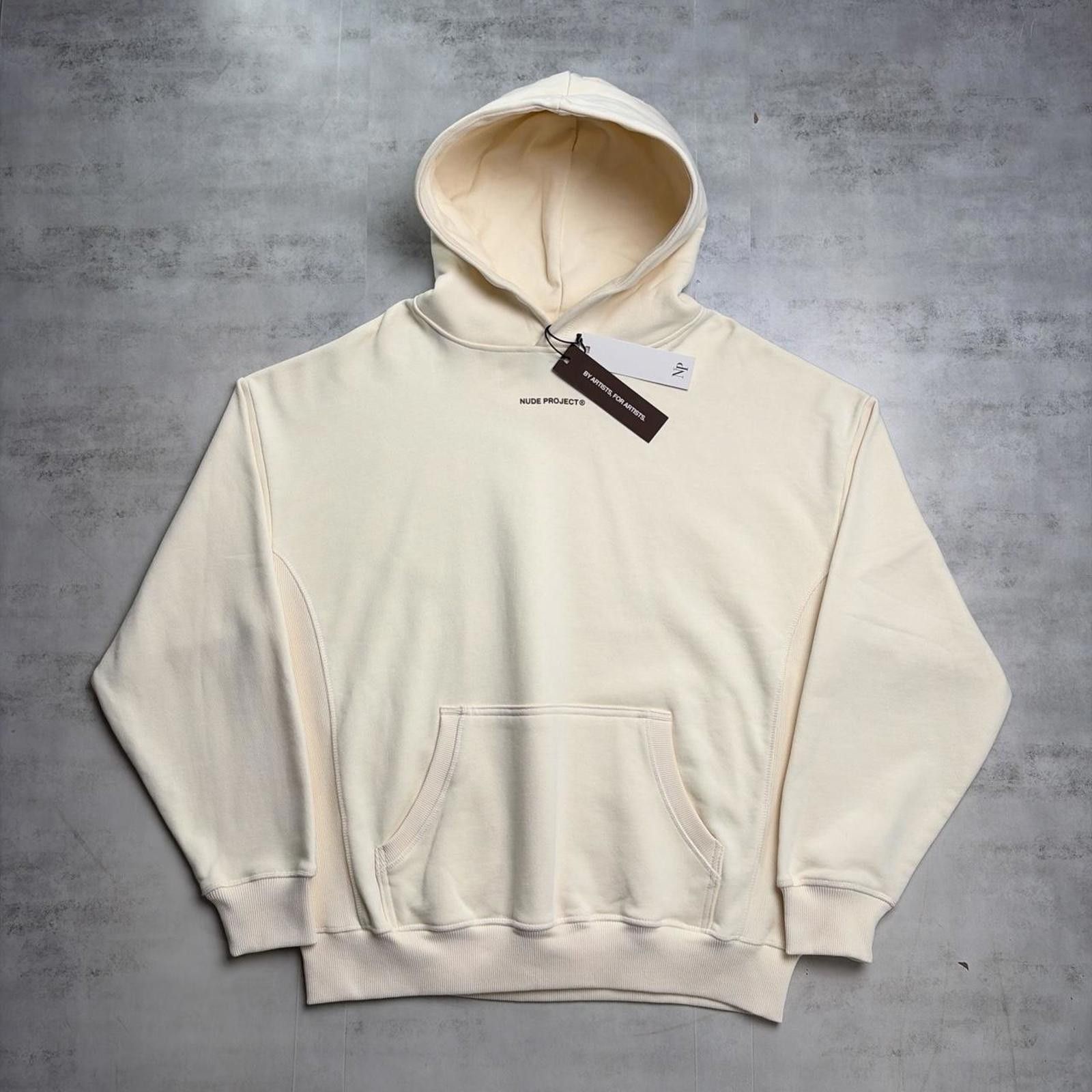 Nude Nude Project Cream Heavyweight Boxy Logo Spellout Hoodie Size US L / EU 52-54 / 3 - 1 Thumbnail
