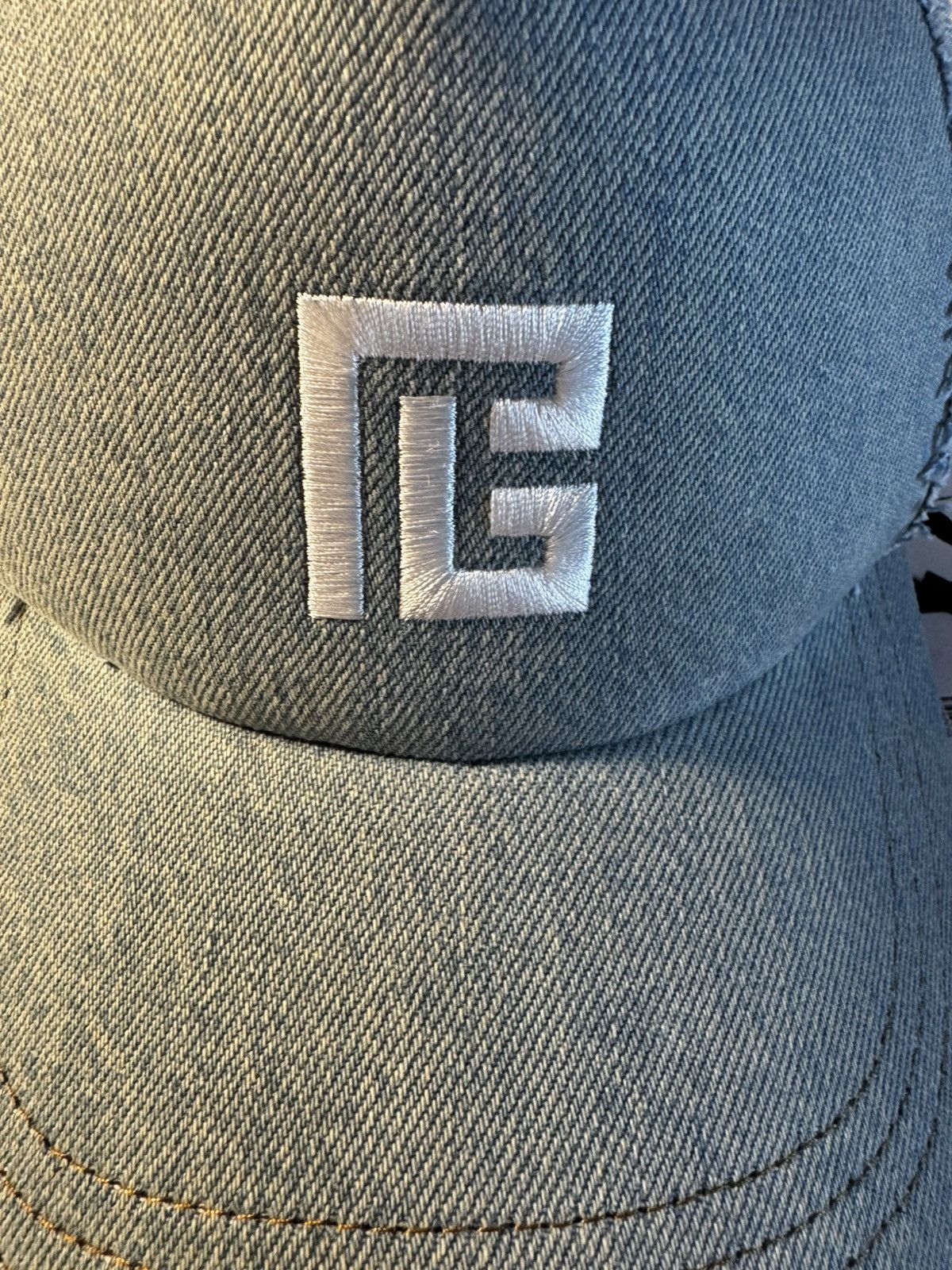 Balmain Balmain cap blue jean denim monogram embroidered logo NWT Size ONE SIZE - 2 Thumbnail