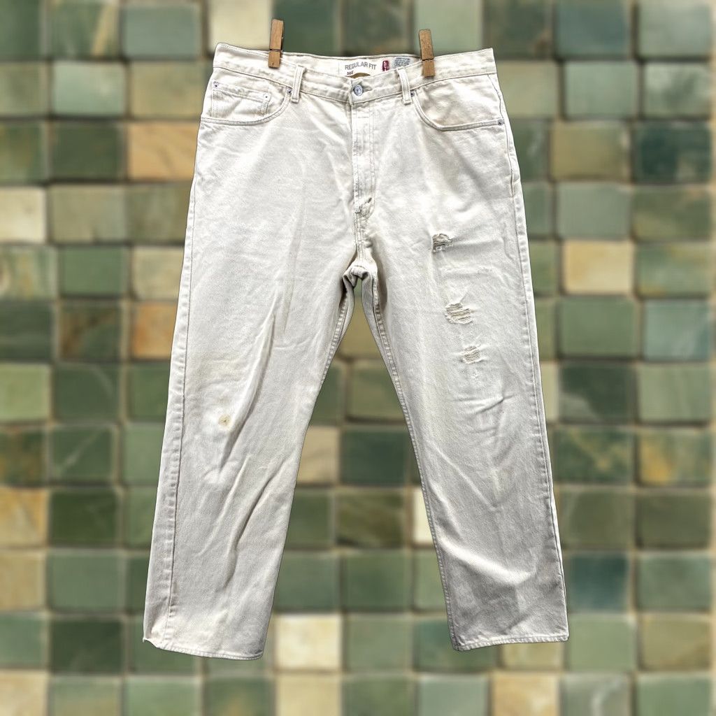 Levi's Levi's 505 Jeans 38x29 Ivory Denim Straight 90s Y2K Skate Western Mens Size US 38 / EU 54 - 1 Thumbnail