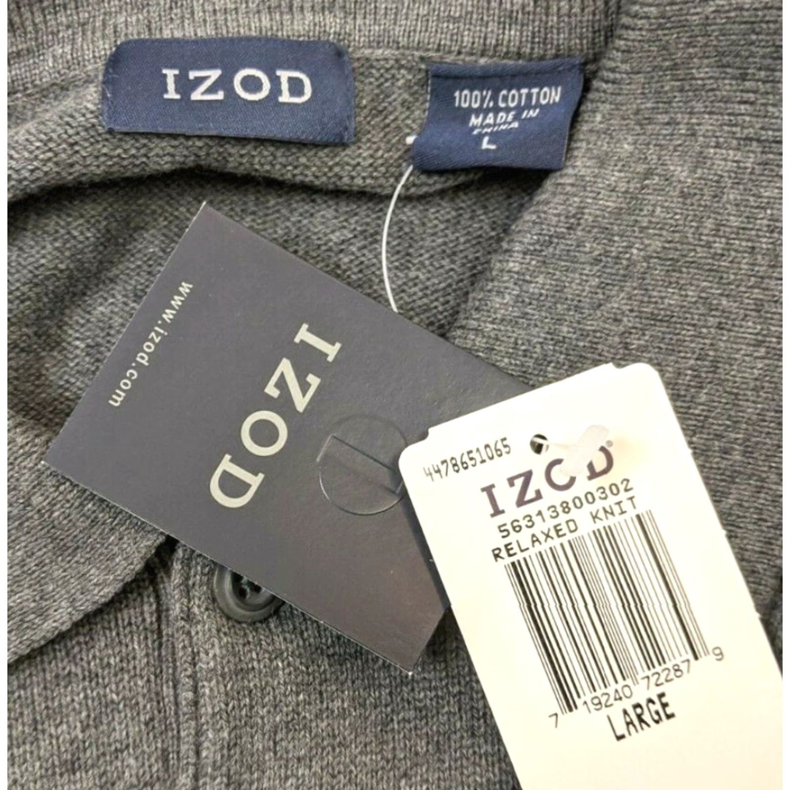 Izod NWT Izod Relaxed Knit Large L Gray Stripe Cotton Long Sleeve Sweater Shirt TT20 Size US L / EU 52-54 / 3 - 6 Thumbnail