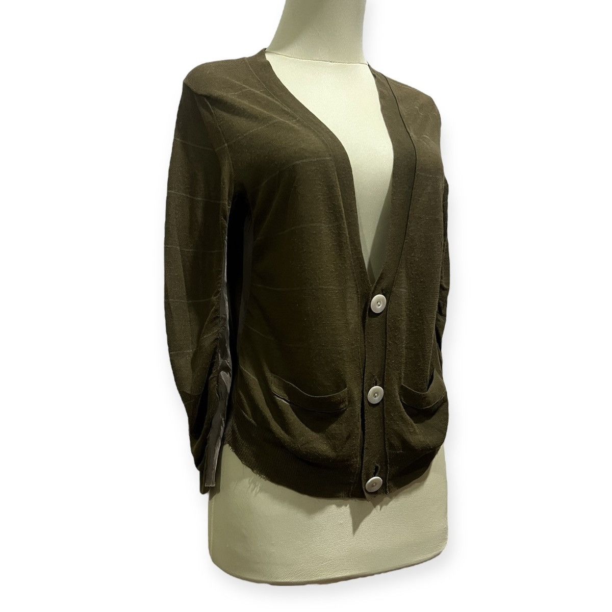 Sacai Sacai Olive Green Cardigan Size S / US 4 / IT 40 - 2 Thumbnail