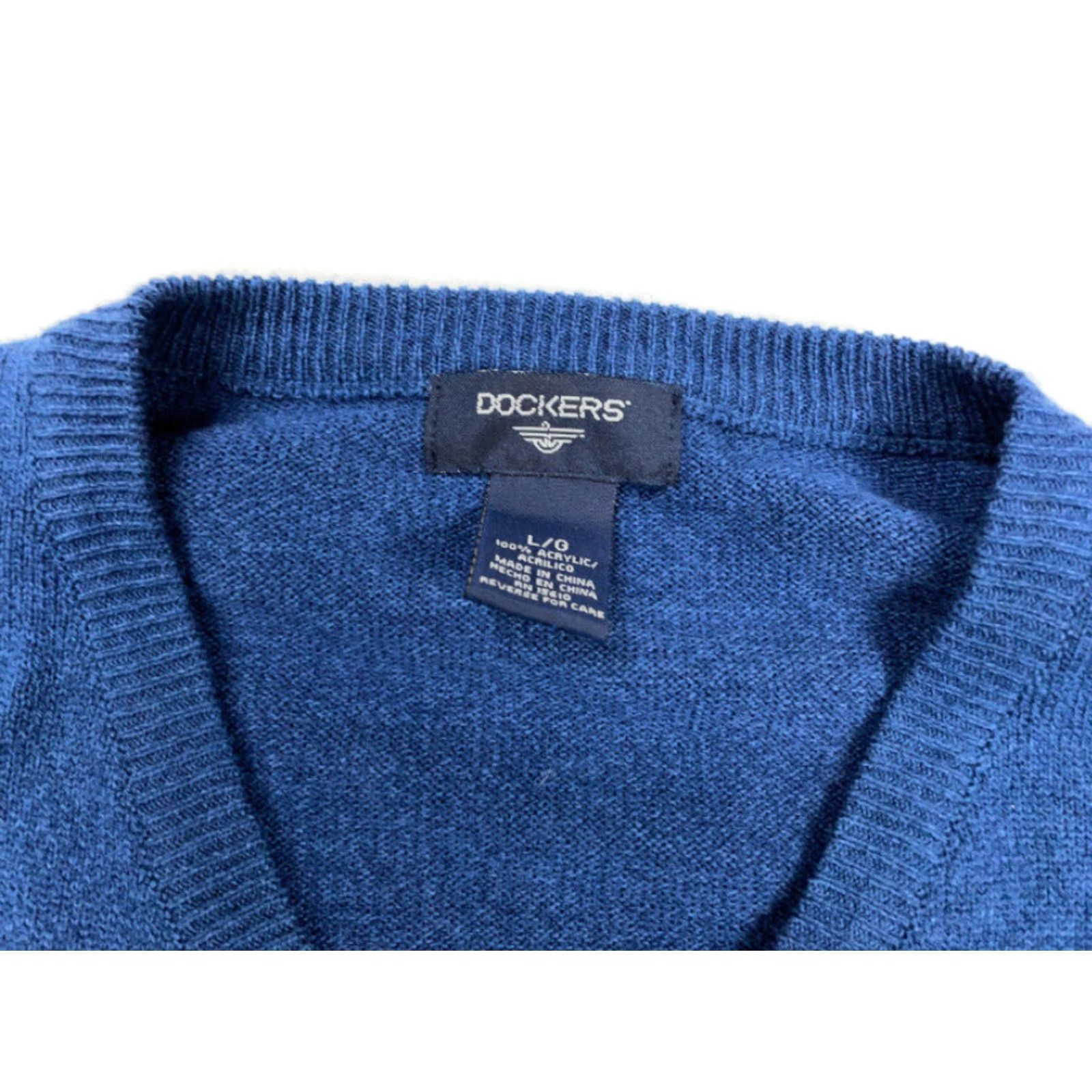 Dockers DOCKERS Dad Style Blue Argyle Diamond Pullover V-Neck Sweater Adult Large Lightweight Size US L / EU 52-54 / 3 - 4 Thumbnail
