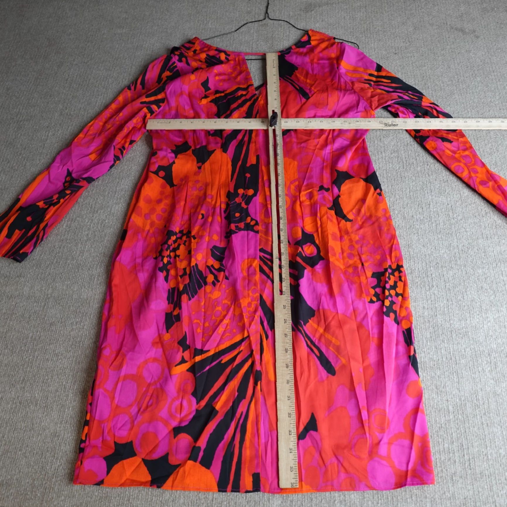 Vintage Anna Scholz Dress Womens 12 Red Long Sleeve Geometric Silk Blend Lottie L'Amour Jacquard Knee Length Vintage No Size XL / US 12-14 / IT 48-50 - 3 Thumbnail
