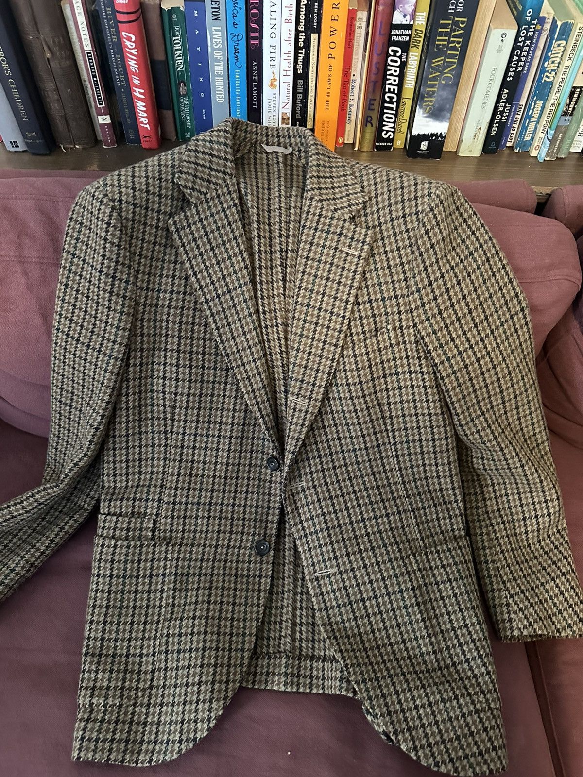 Drake's Drake’s Brown Houndstooth Virgin Wool - JKT-3- 40R Size 40R - 1 Thumbnail