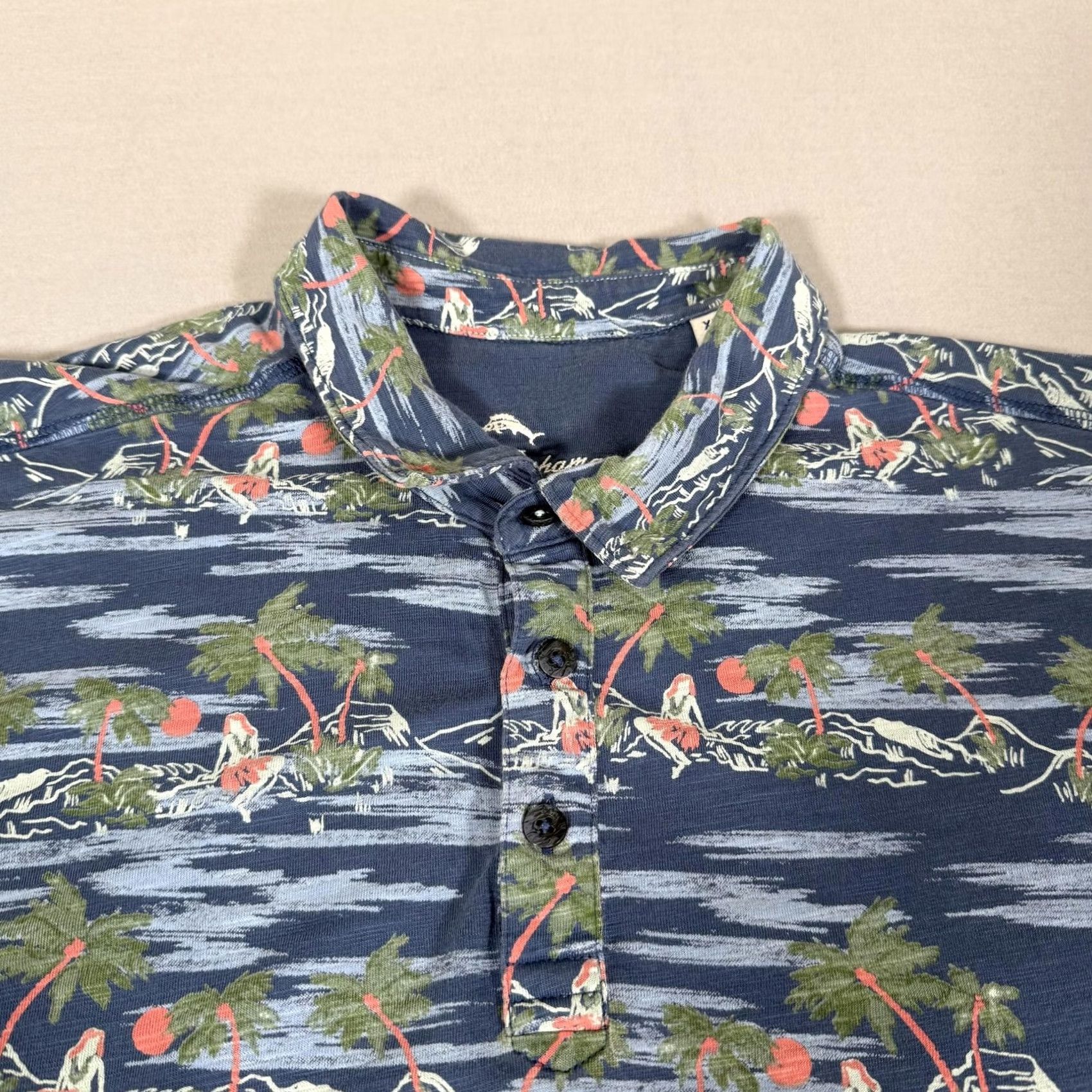 Tommy Bahama Tommy Bahama Polo Mens XL Blue Hawaiian Tropical Beach Aloha Pima Cotton Shirt Size US XL / EU 56 / 4 - 3 Thumbnail